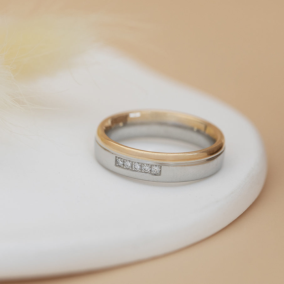 Platina ring met goud en diamant Pt950/750