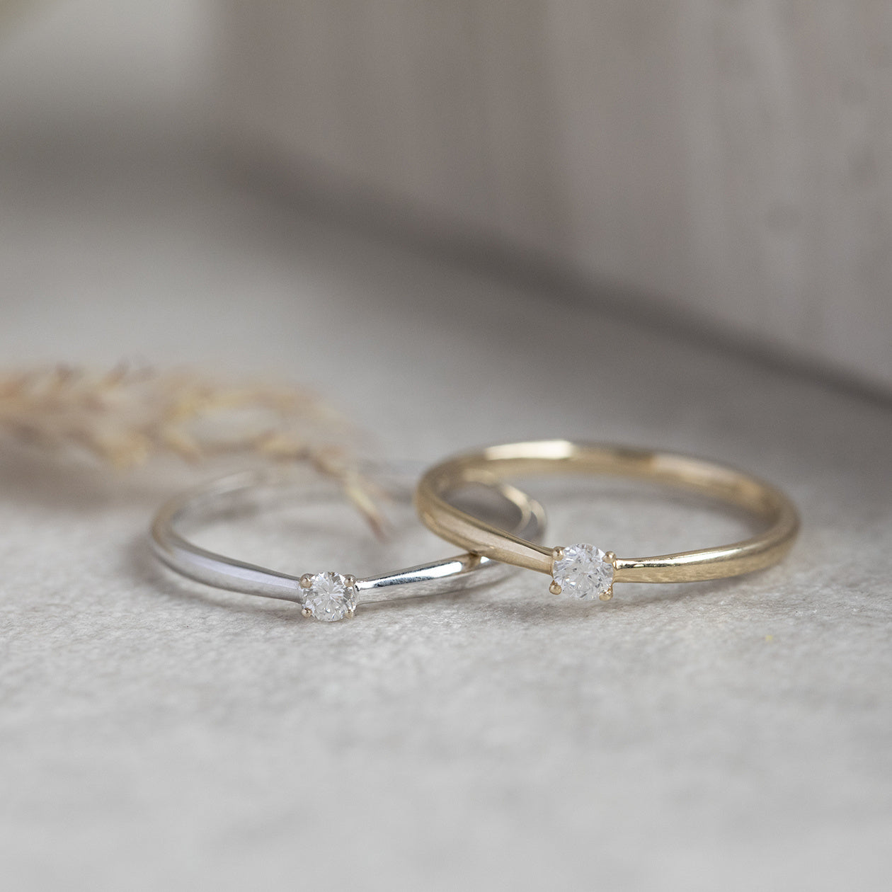 Witgouden solitair ring met diamant 14 krt* nieuw