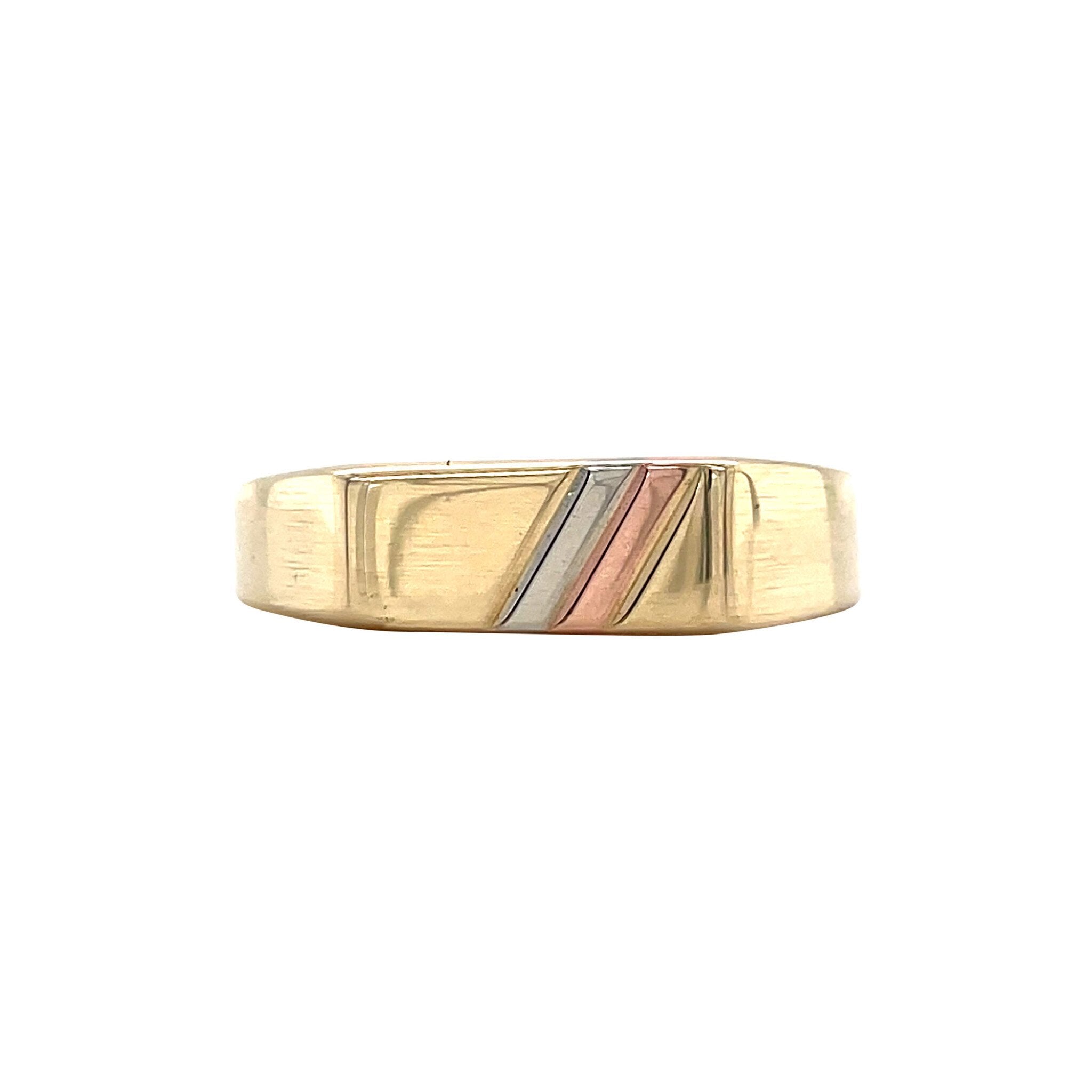 Tricolour gold signet ring 14 karat