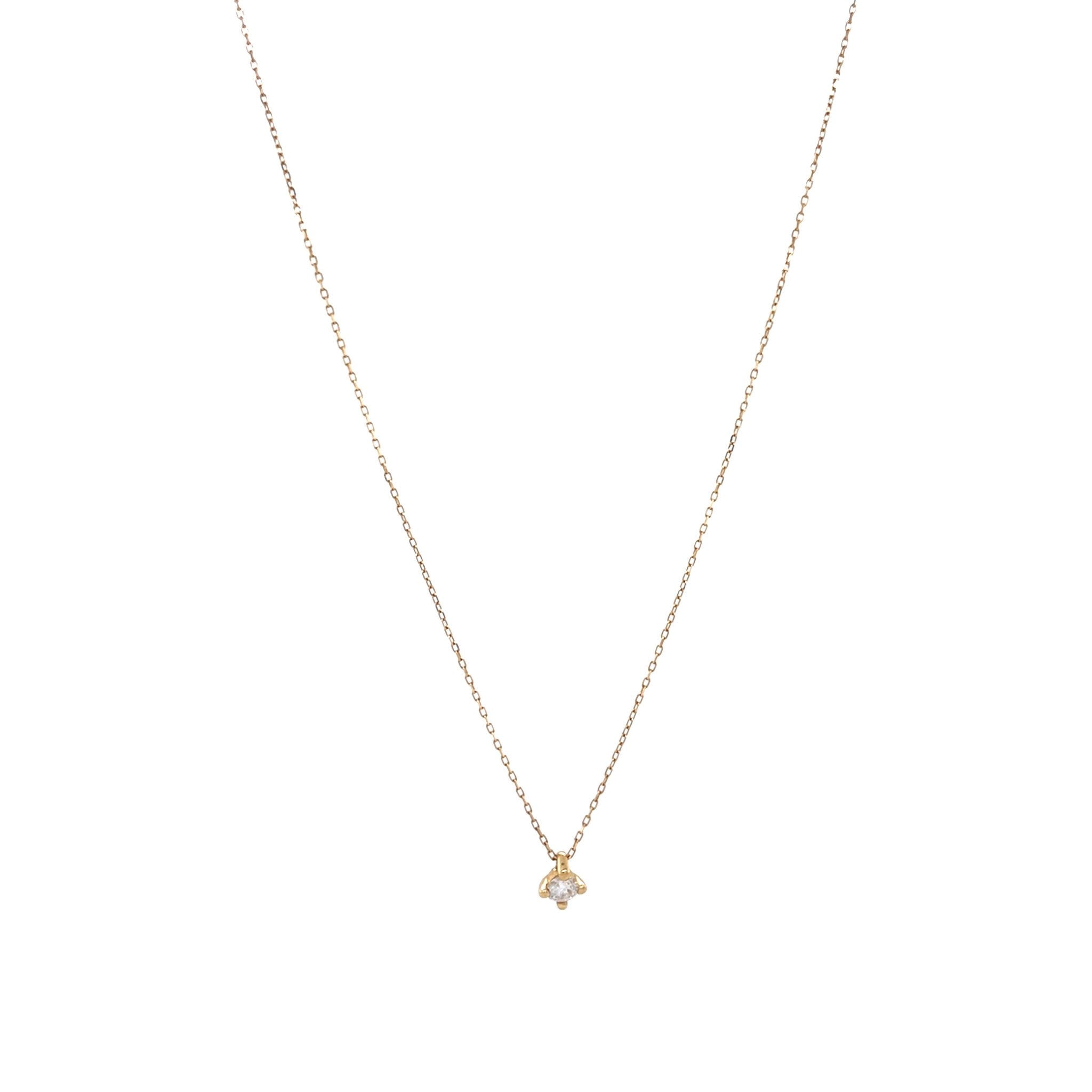 Yellow gold solitaire necklace with diamond 14 kt