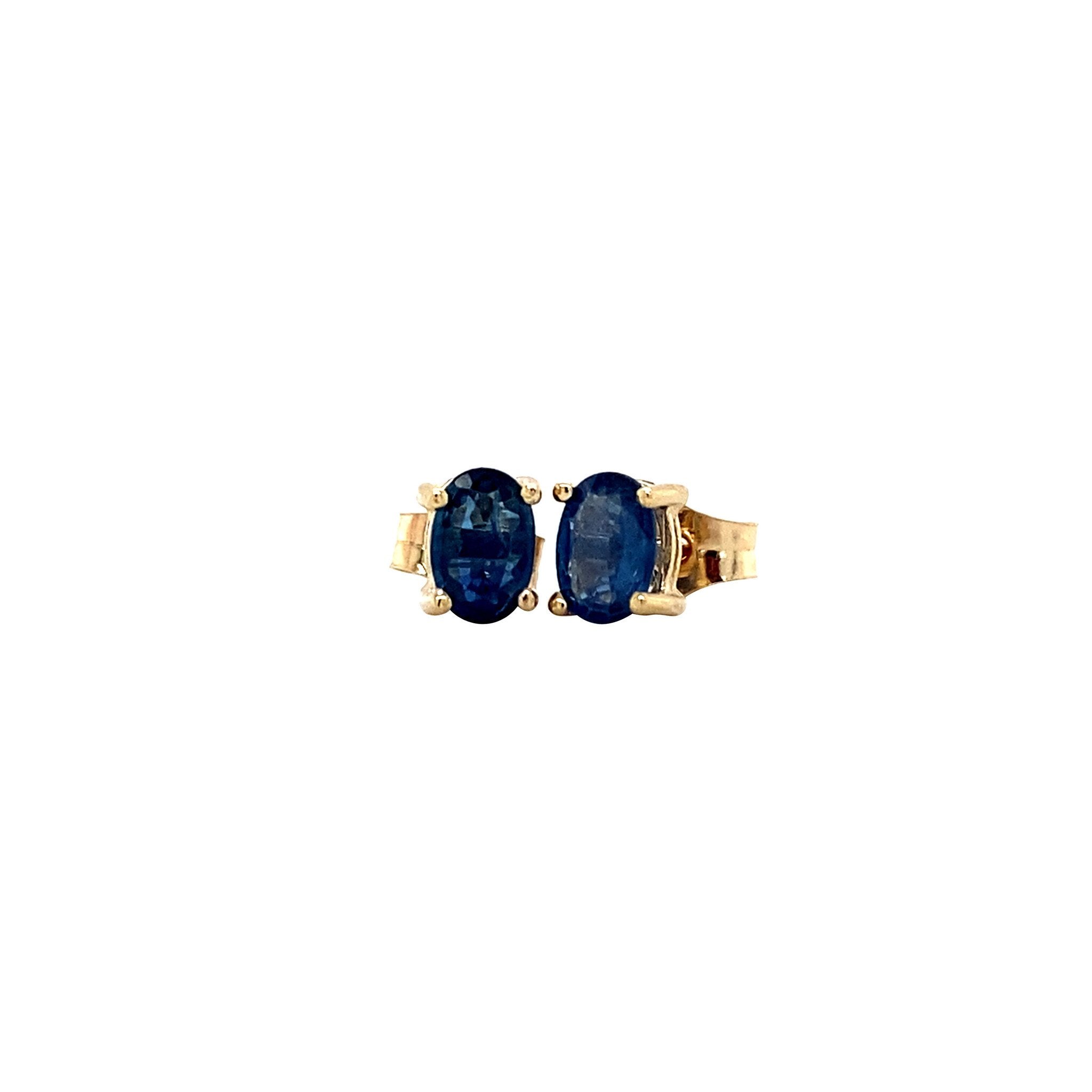 Gold solitaire stud earrings with sapphire 14 karat* new