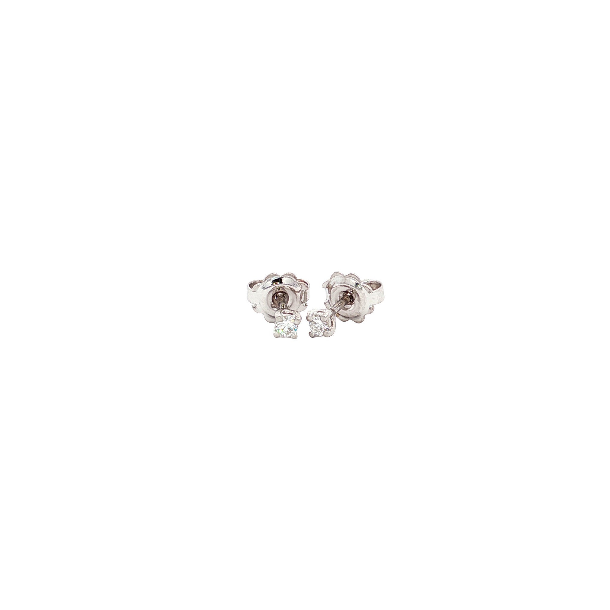 White gold solitaire stud earrings with diamond 14 karat*new