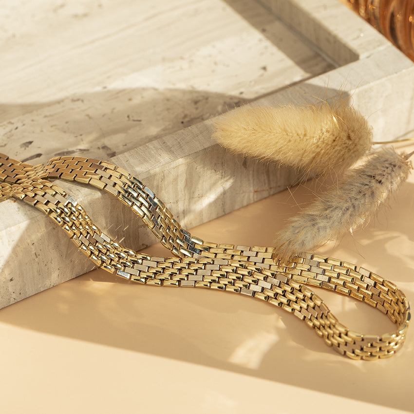 Bicolour gold choker 41 cm 14 kt