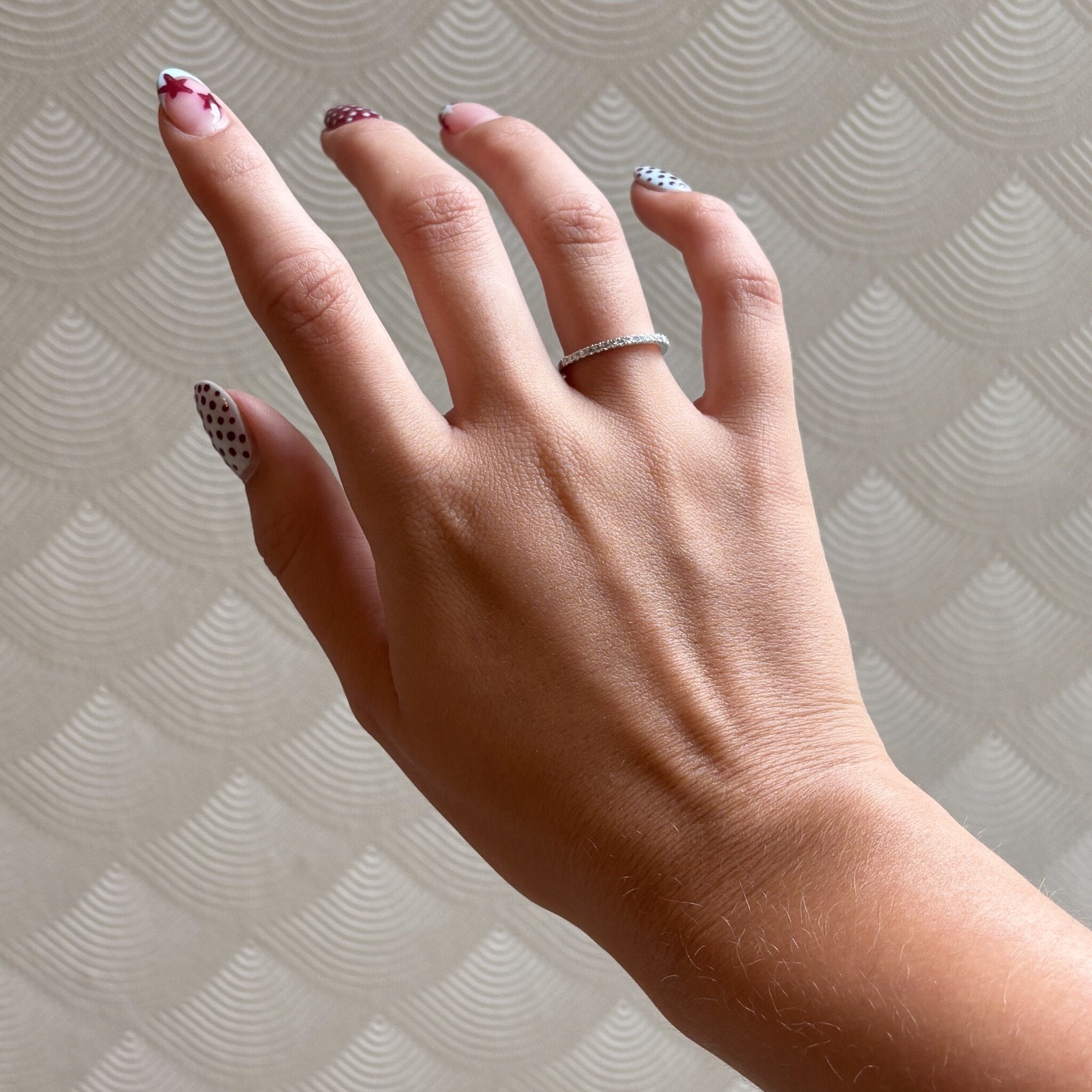 White gold row ring with diamond 14 kt