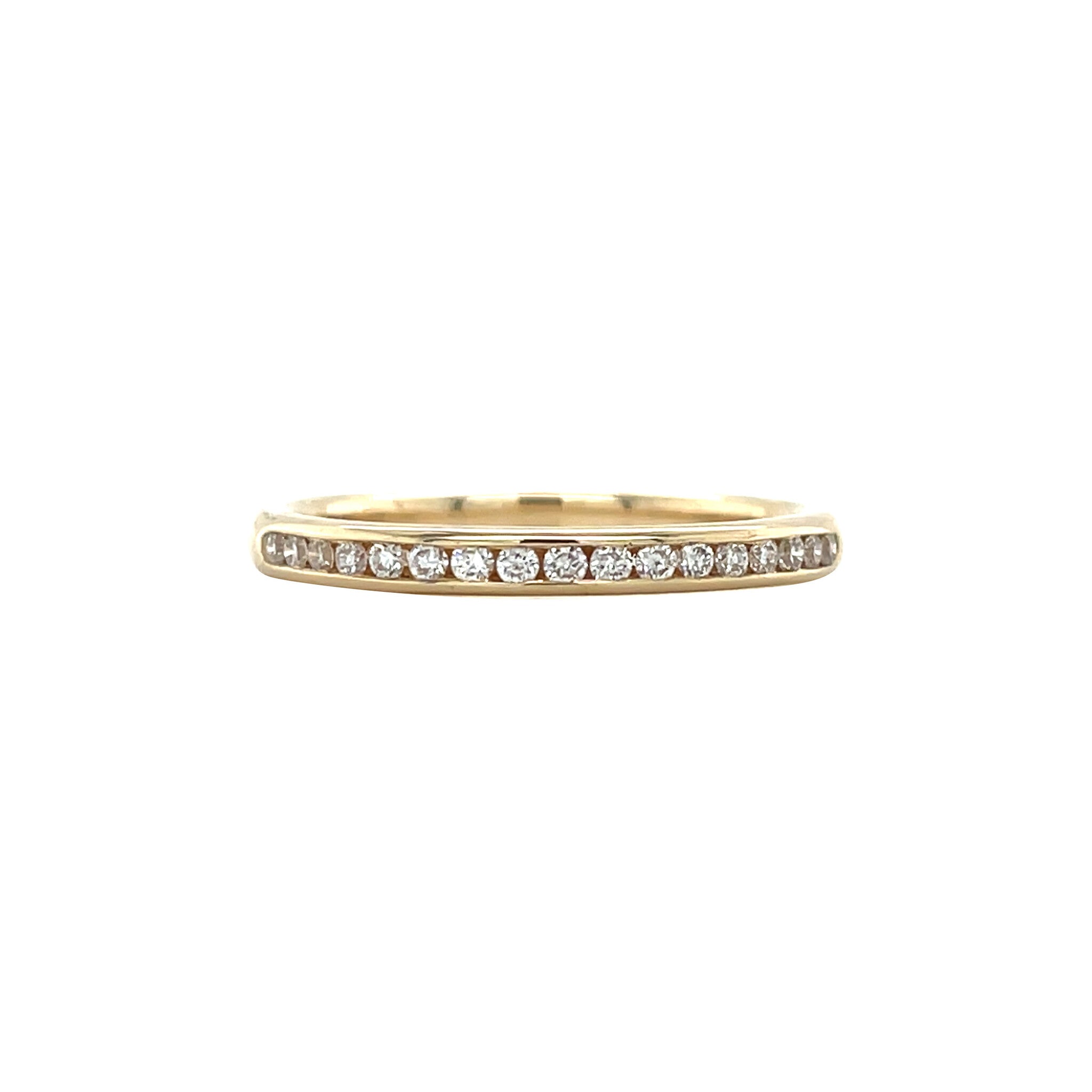 Yellow gold rail ring with diamond 14 kt