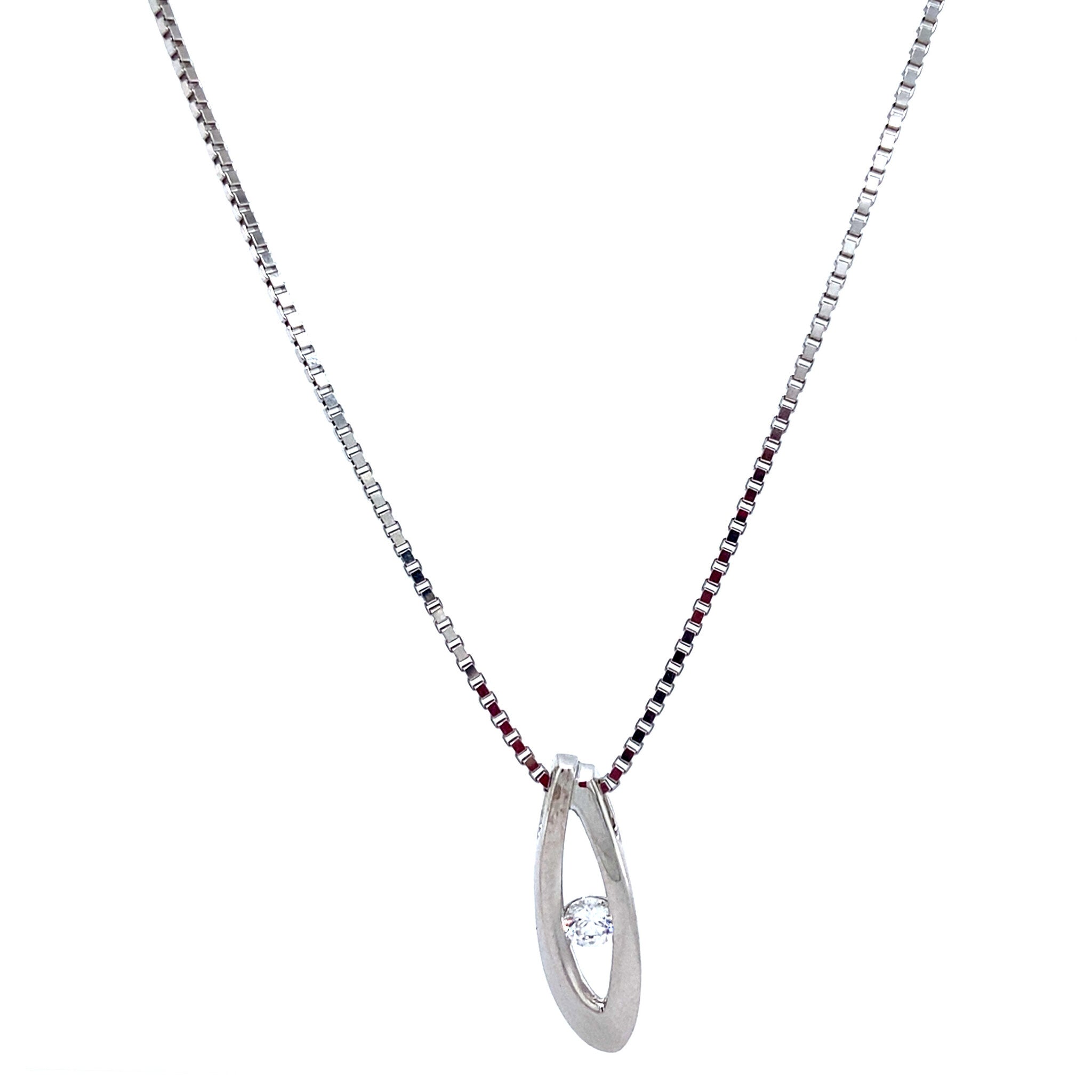 White gold necklace with zirconia pendant 42 cm 14 karat
