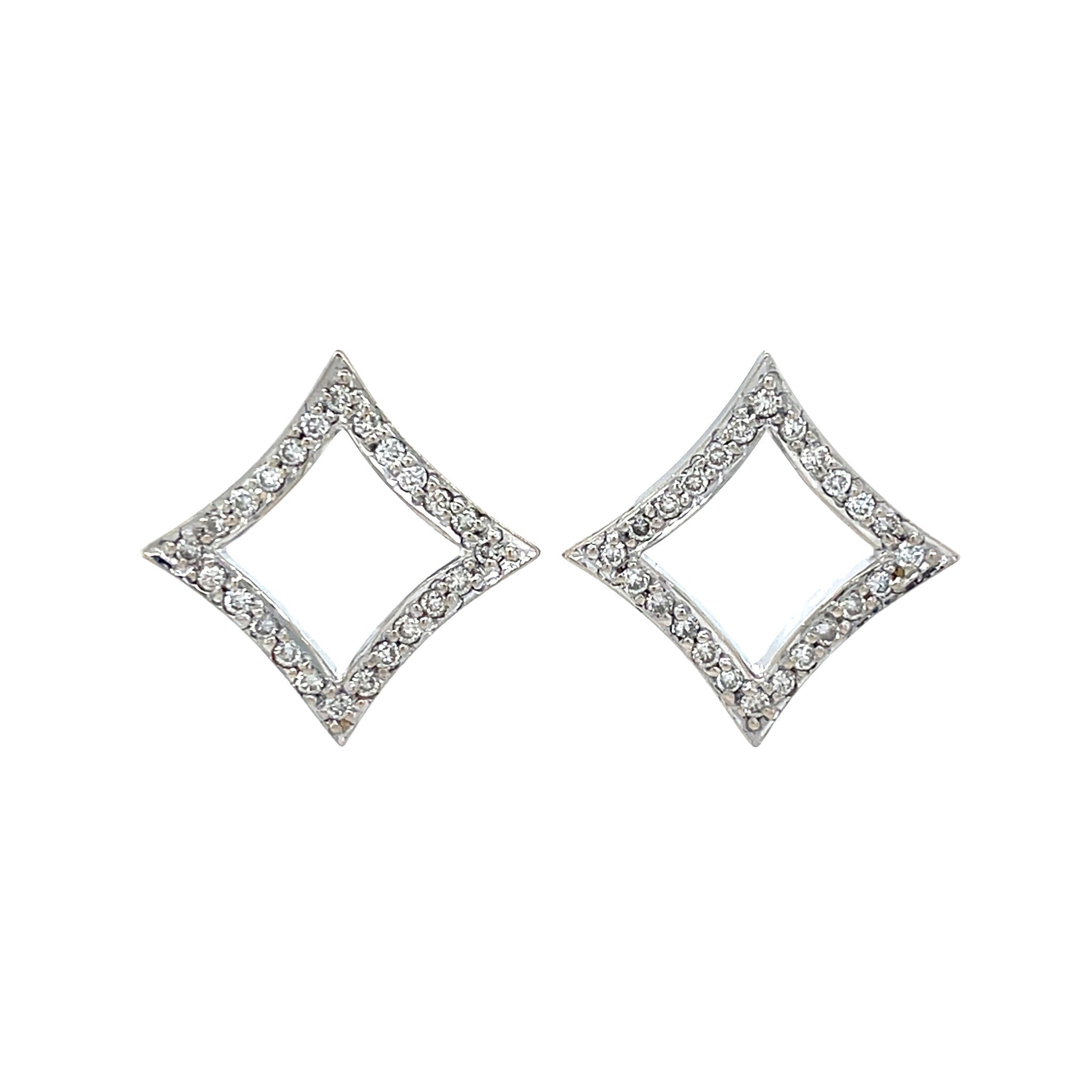 White gold stud earrings with diamond 14 kt