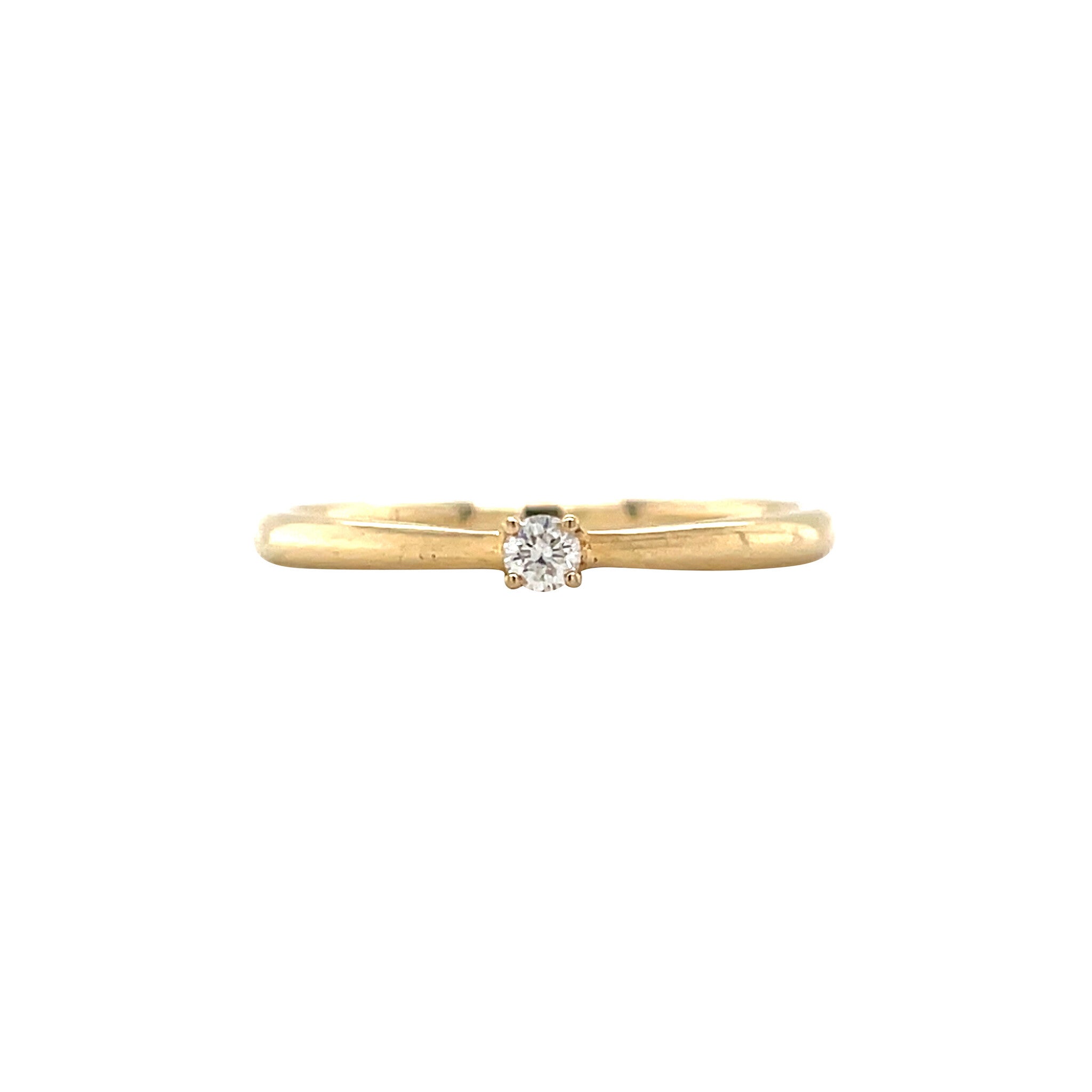 Gold solitaire ring with diamond 14 kt