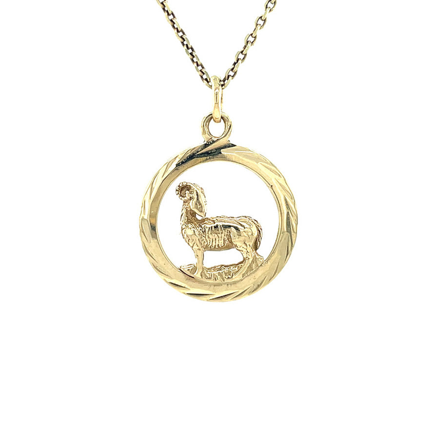Golden zodiac pendant Aries 14 karat