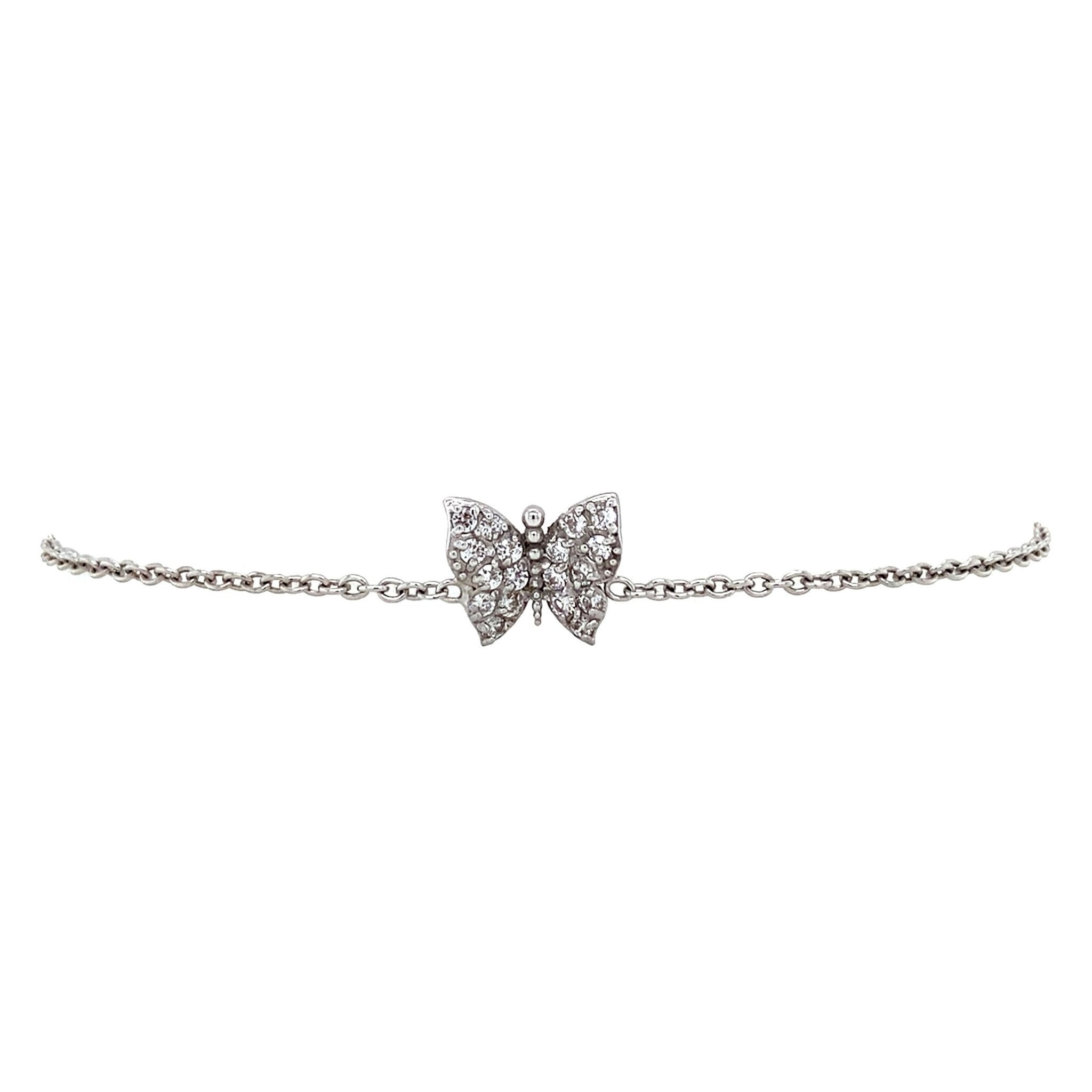 White gold bracelet with zirconia butterfly 18 karat