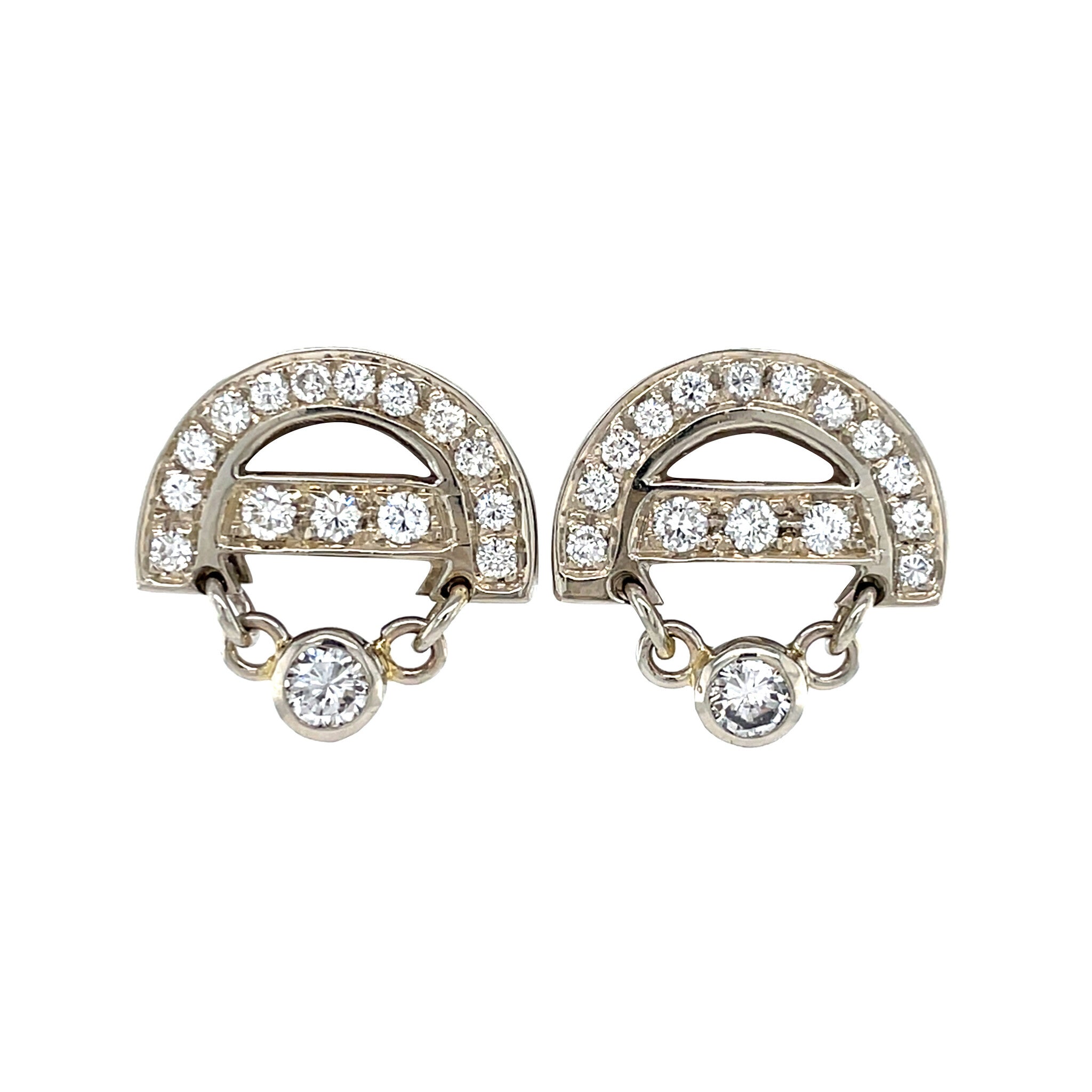 White gold stud earrings with diamond 18 karat