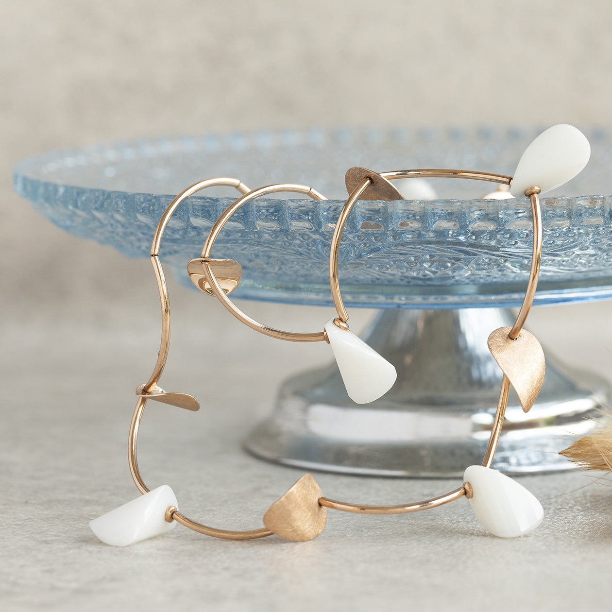 Rose gold choker with white stones 14 karat