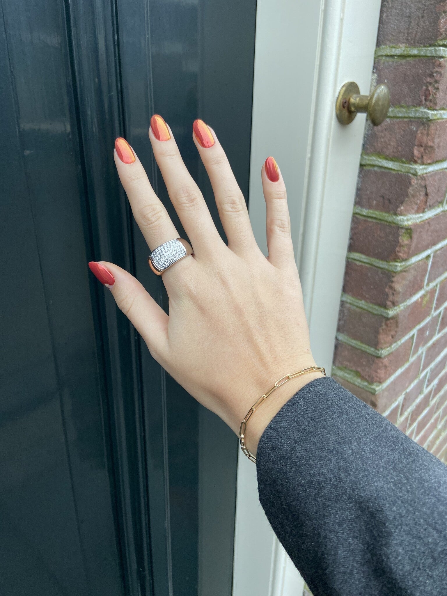 Bicolour gold ring with diamond by Le Chic 14 karat