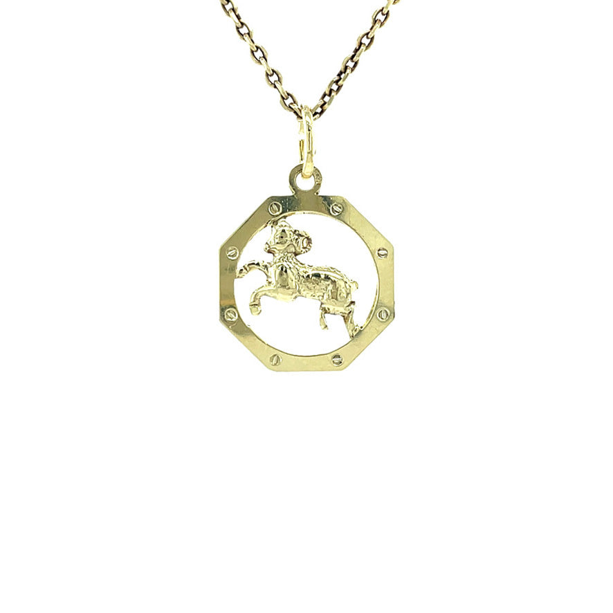 Gold pendant zodiac sign Aries 14 karat