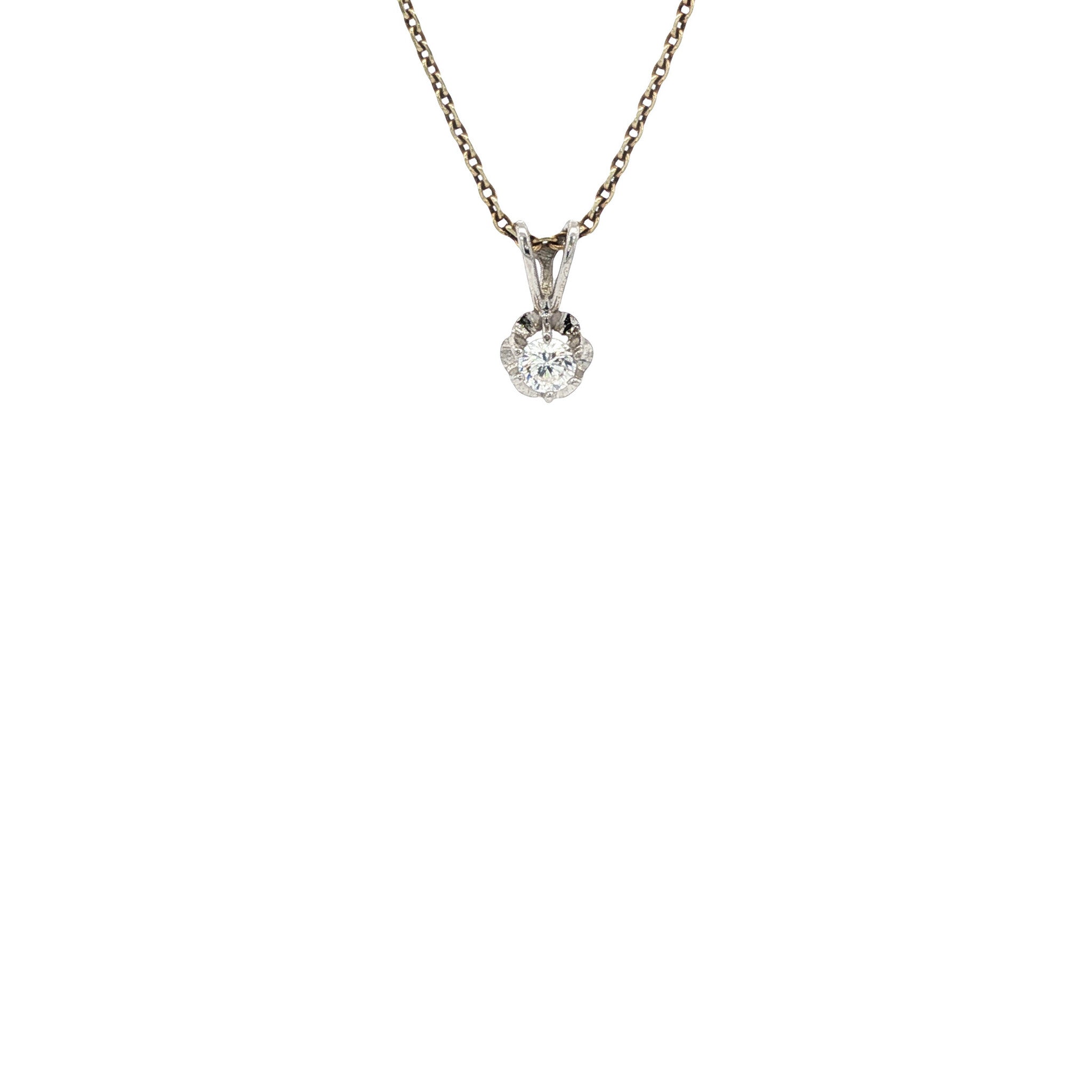 White gold solitaire pendant with zirconia 14 karat