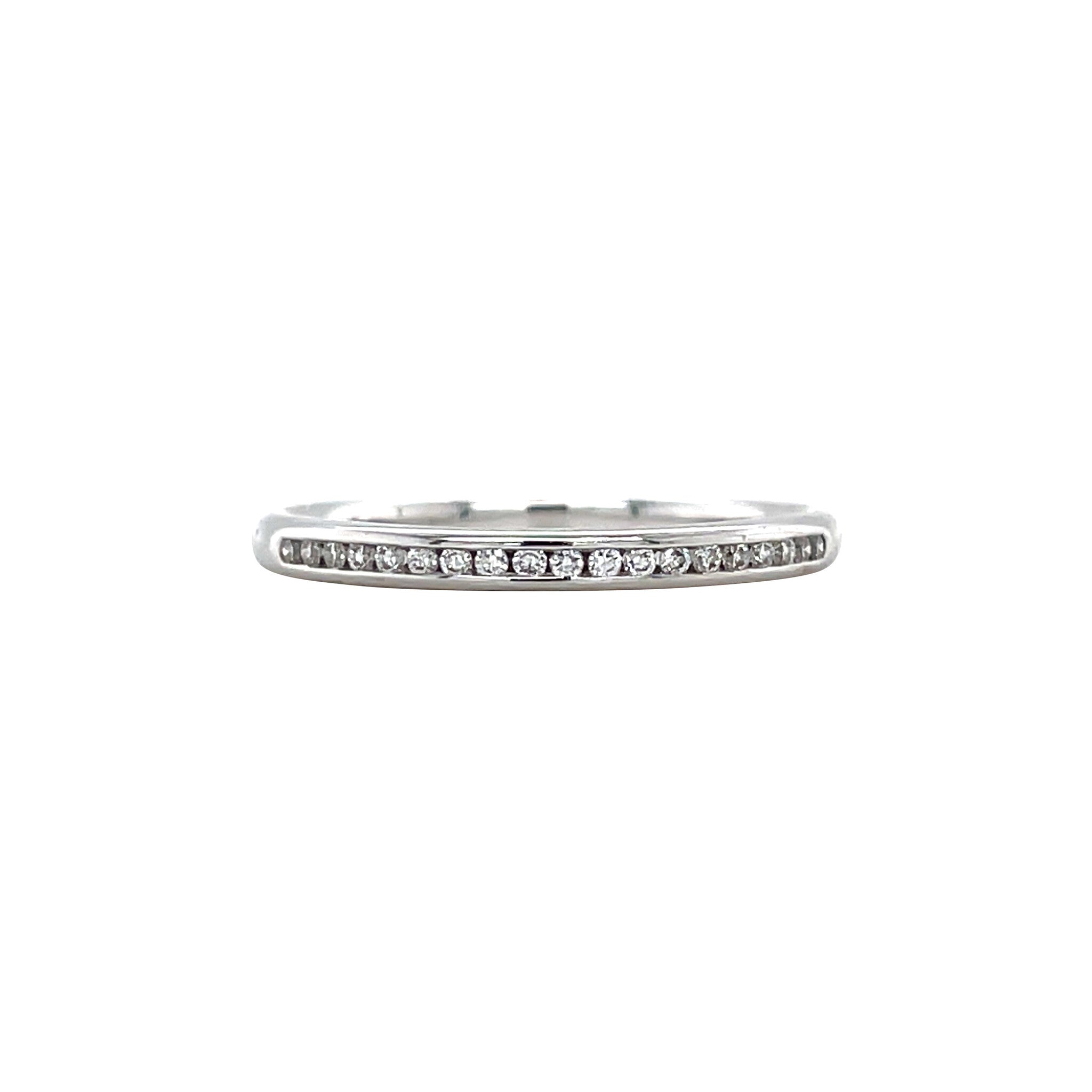 White gold rail ring with diamond 14 kt