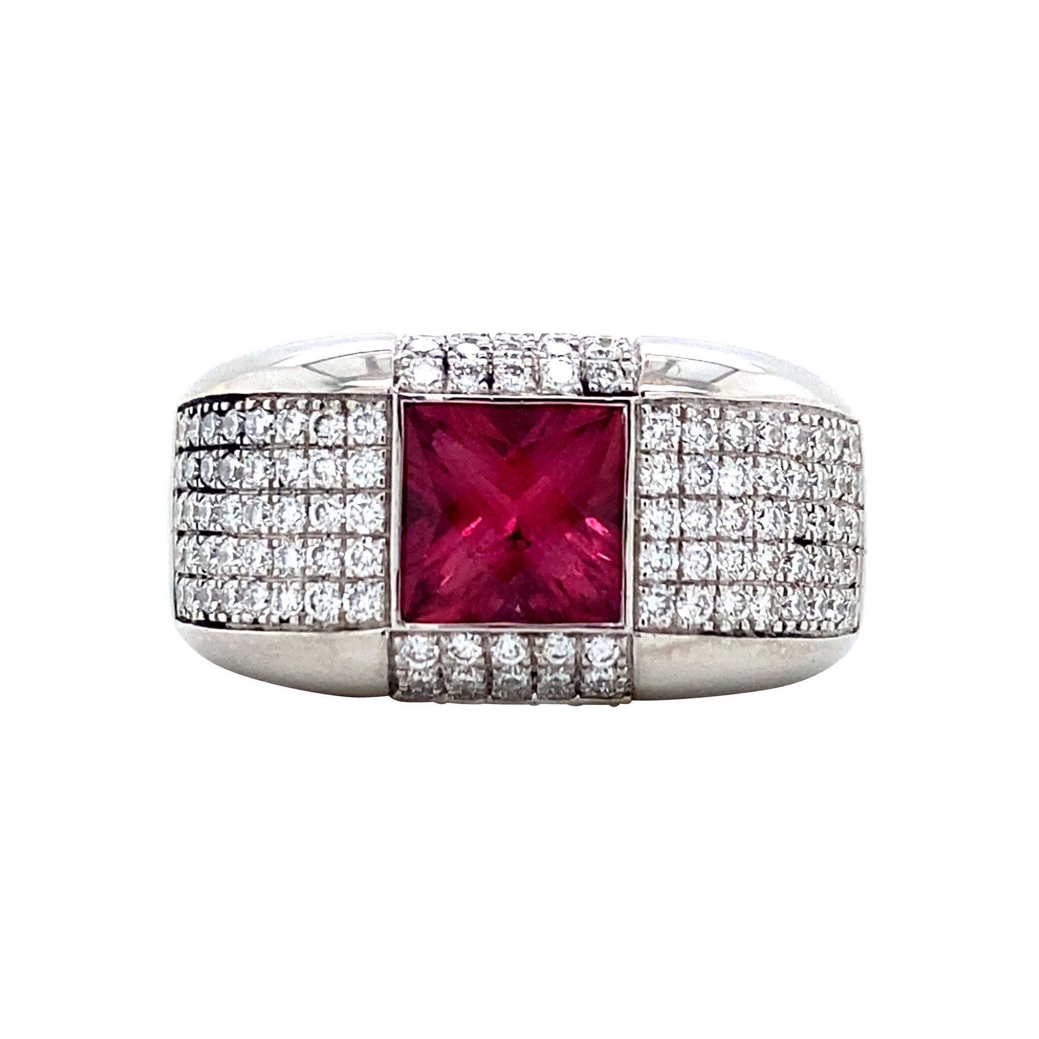 White-gold ring with tourmaline and diamond by Tirisi 18 karat