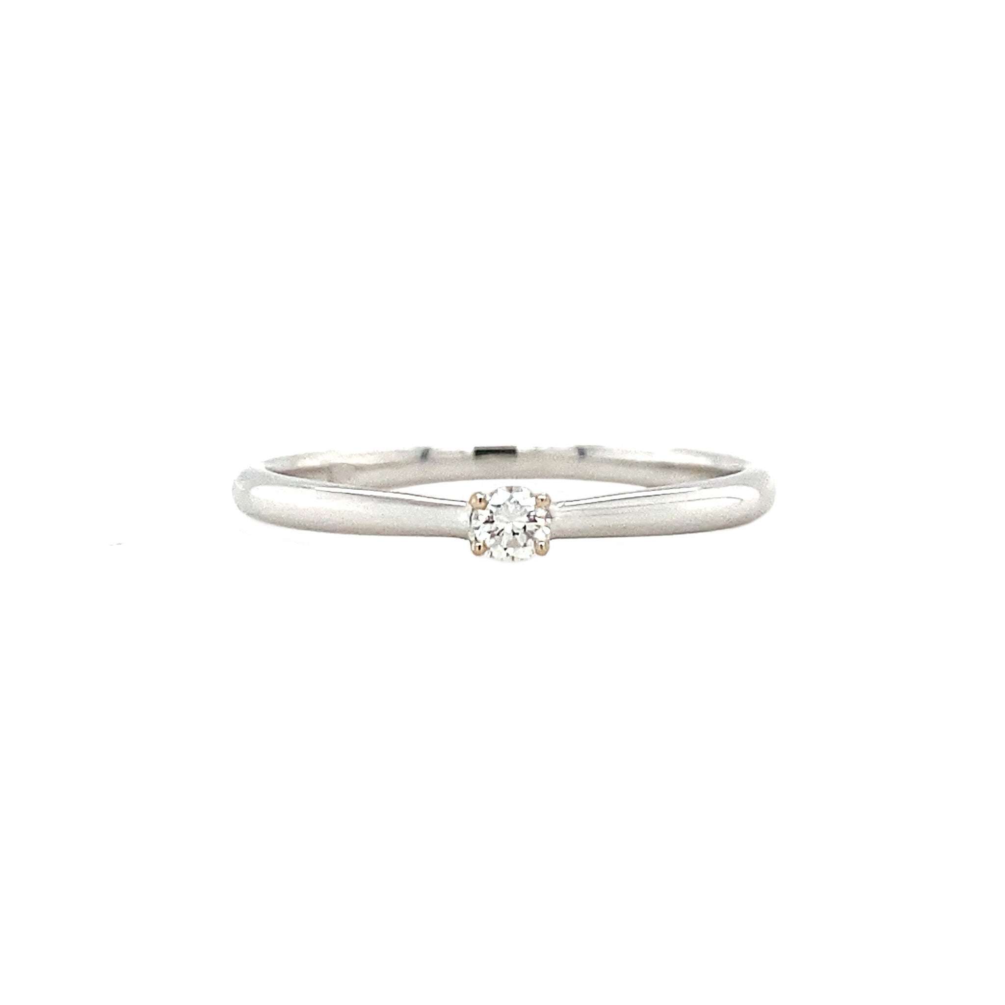 Witgouden solitair ring met diamant 14 krt* nieuw