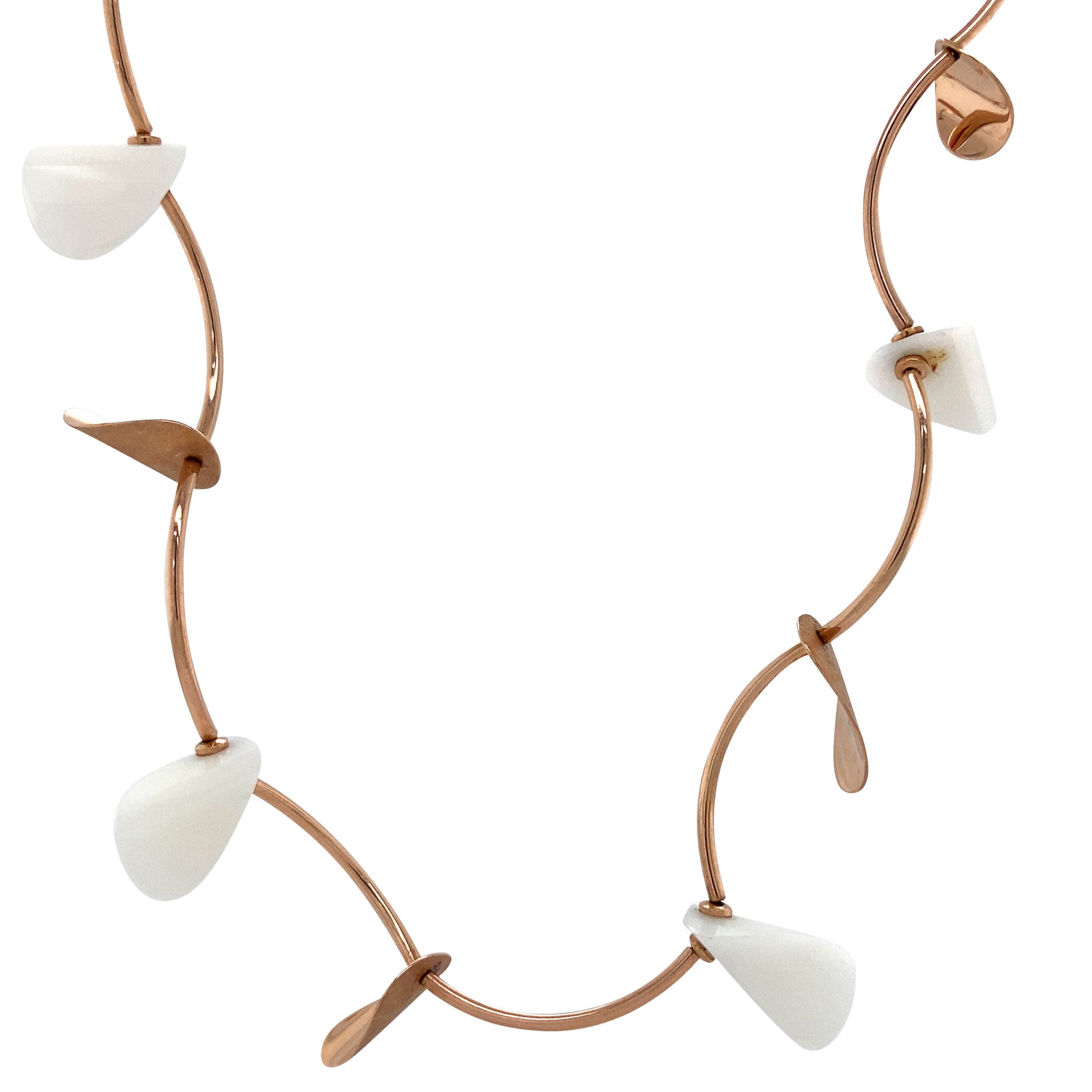 Rose gold choker with white stones 14 karat