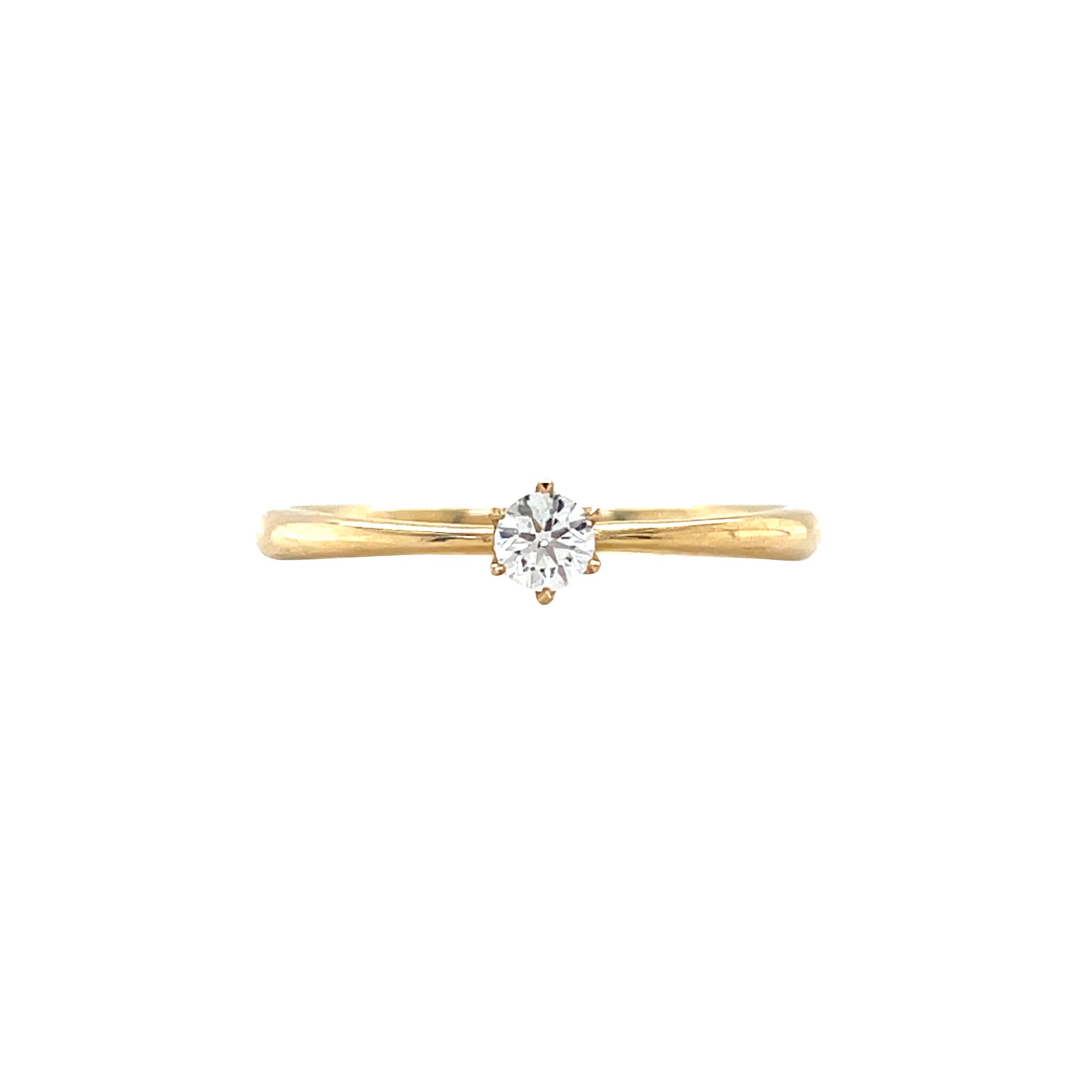 Gold solitaire ring with diamond 14 kt