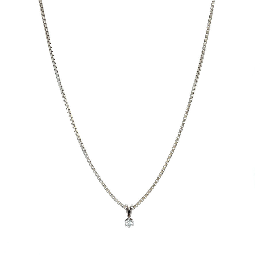 White gold necklace with diamond pendant 40.5 cm 14 karat