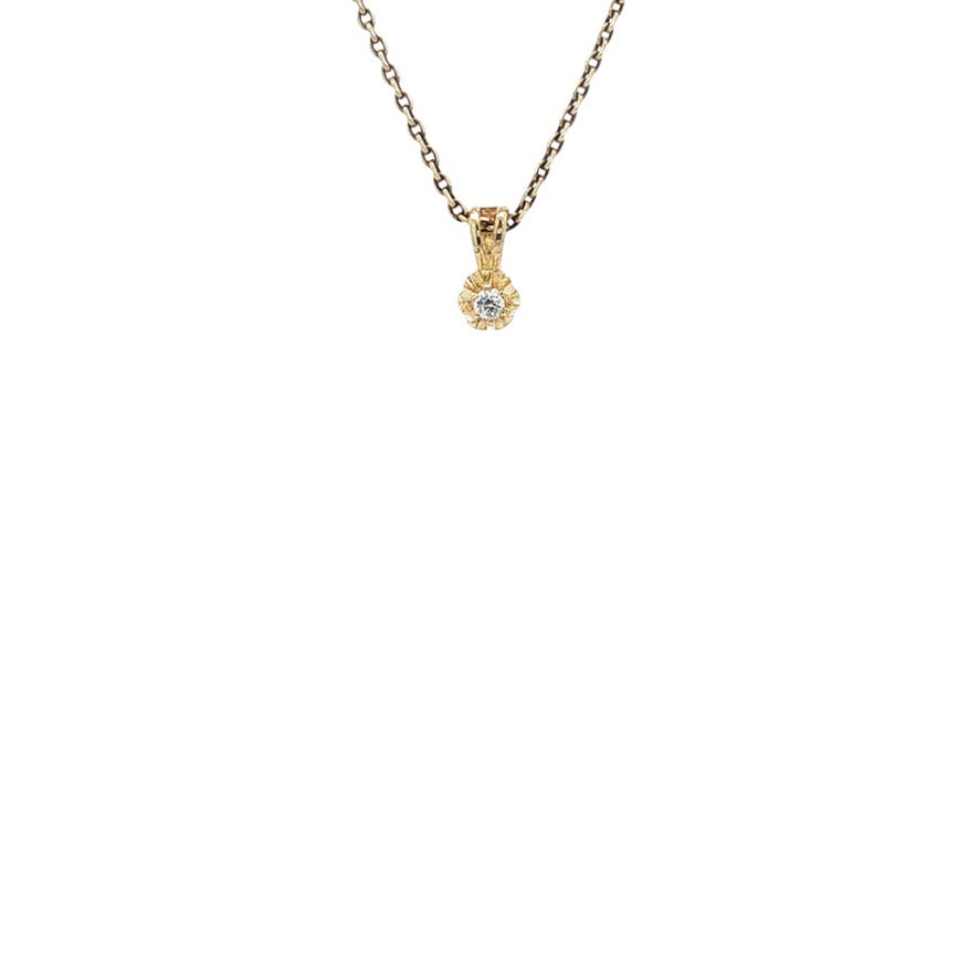 Gold solitaire pendant with zirconia 14 karat