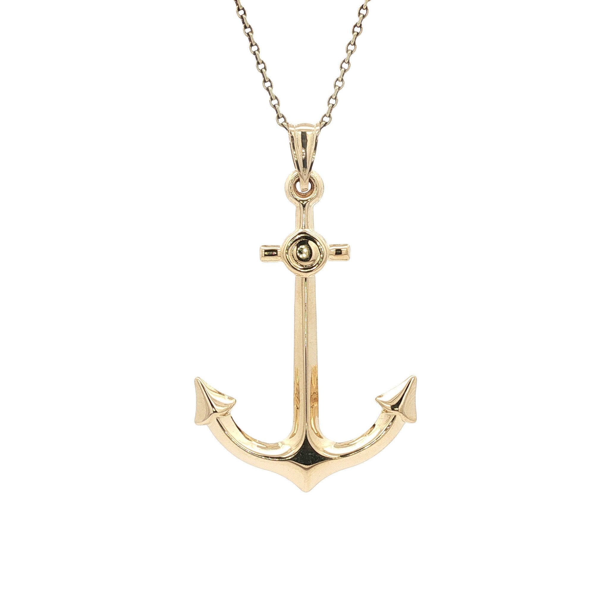 Gold anchor pendant 14 karat