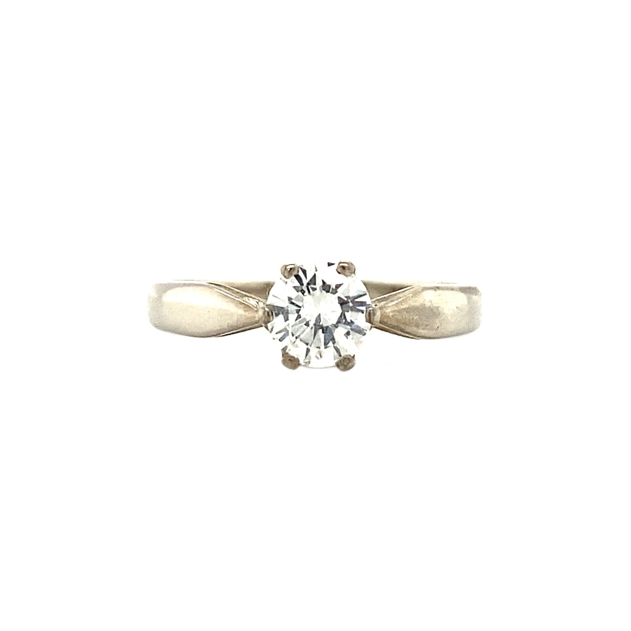 Witgouden solitair ring met diamant 14 krt