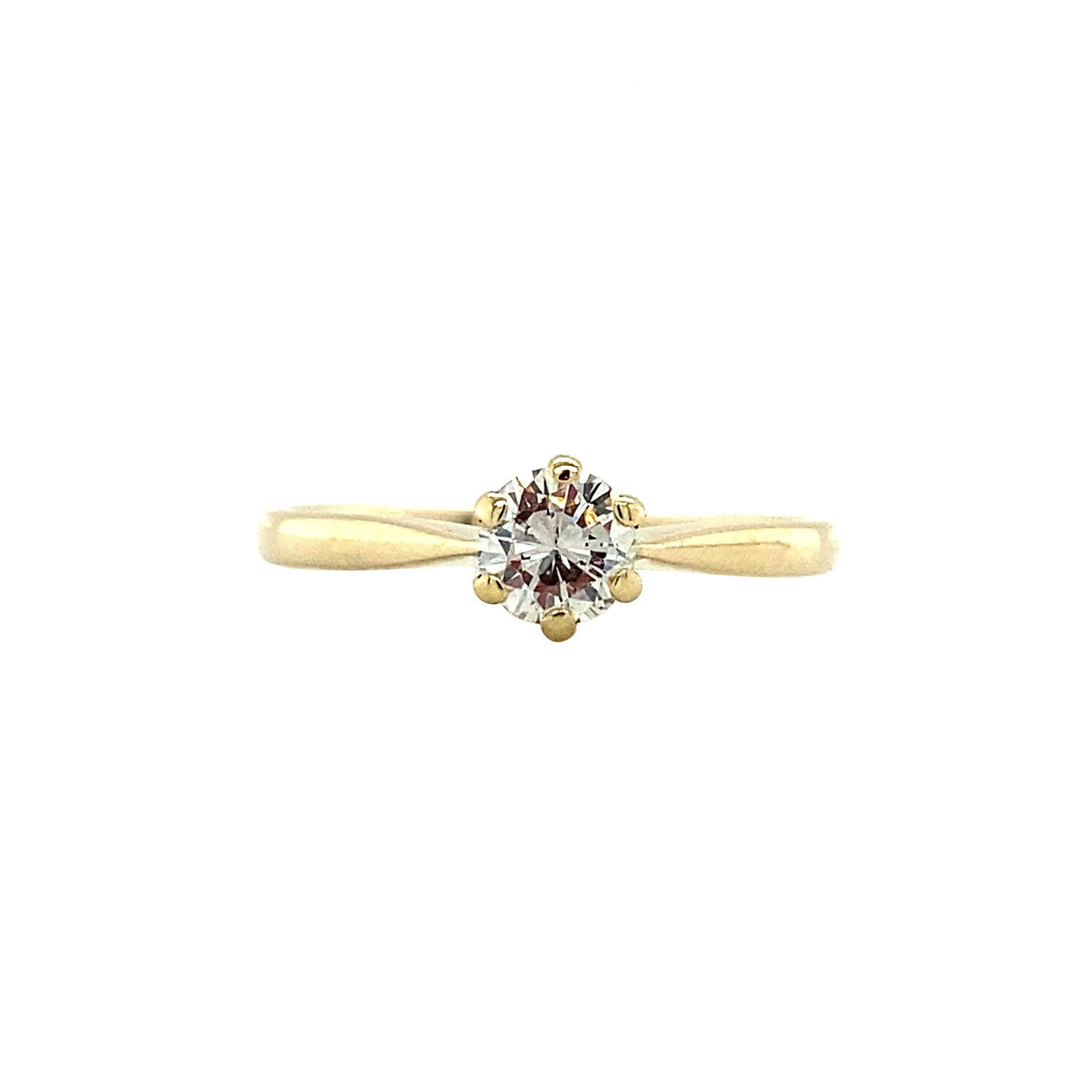 Gouden solitair ring met diamant 14 krt