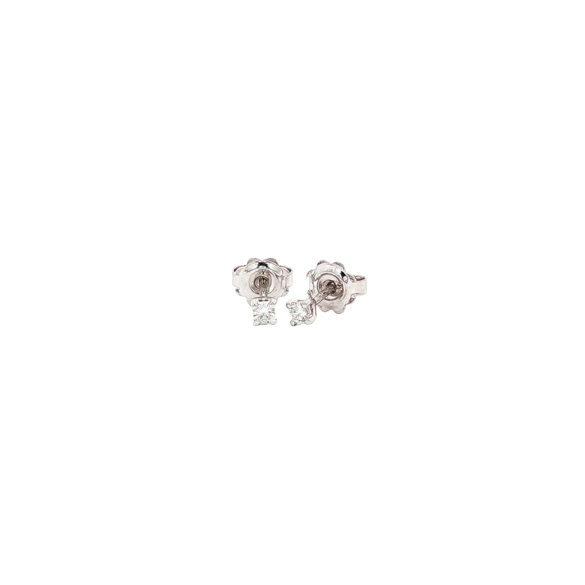 White gold solitaire stud earrings with diamond 14 karat*new