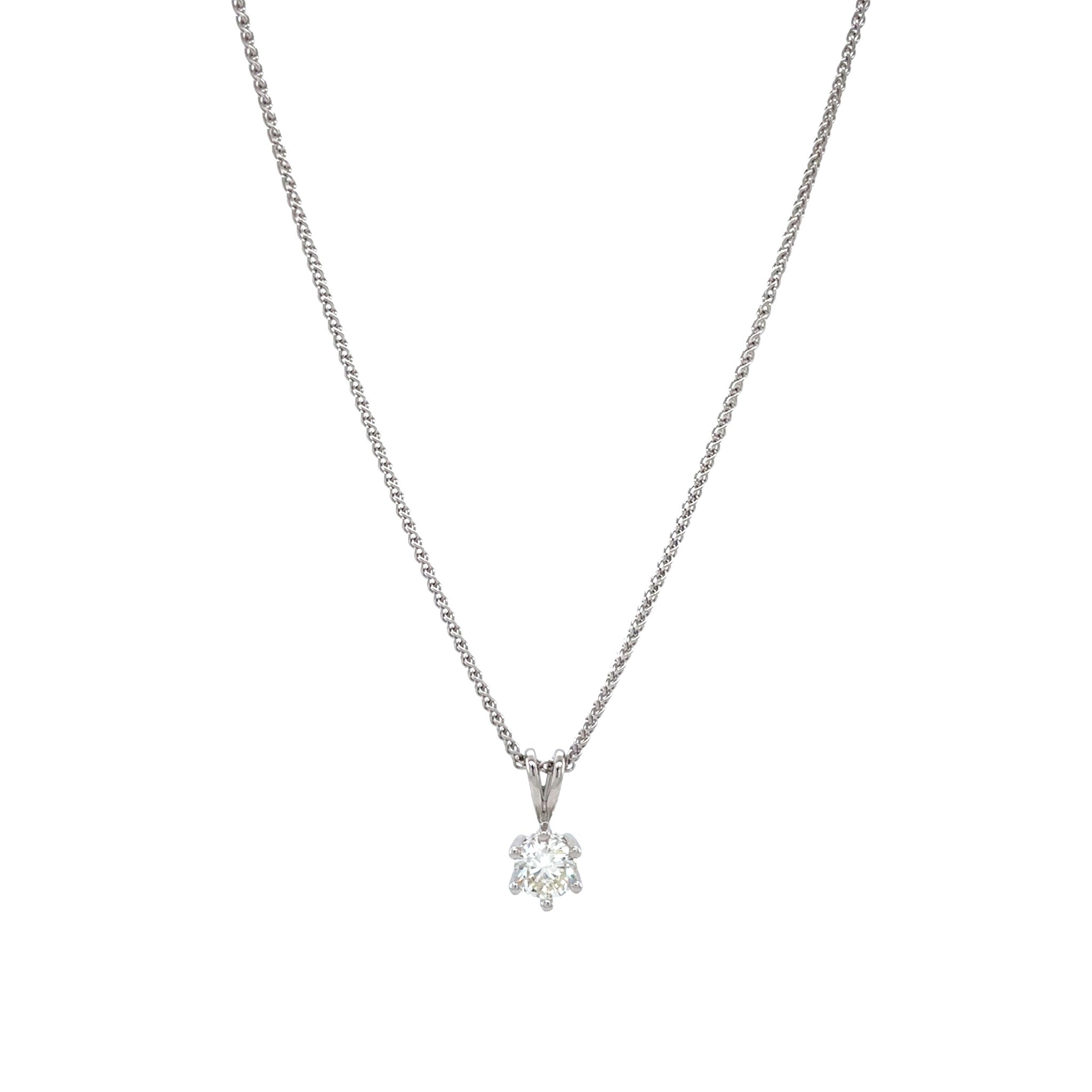 White gold necklace with diamond pendant 45 cm 14 karat
