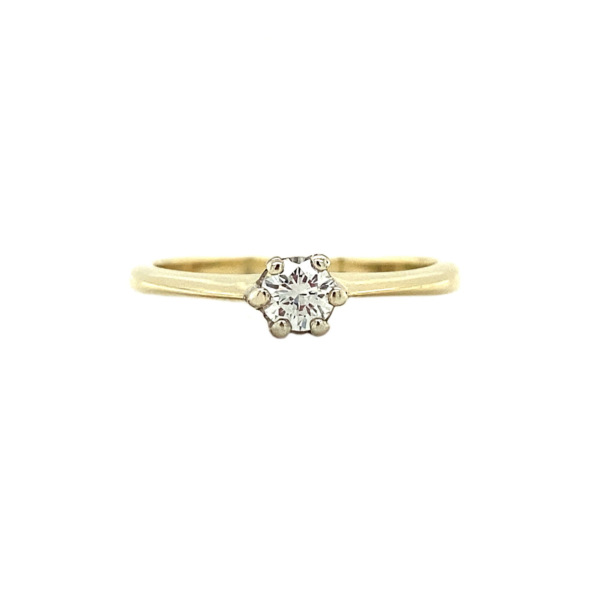 Gouden solitair ring met diamant 14 krt
