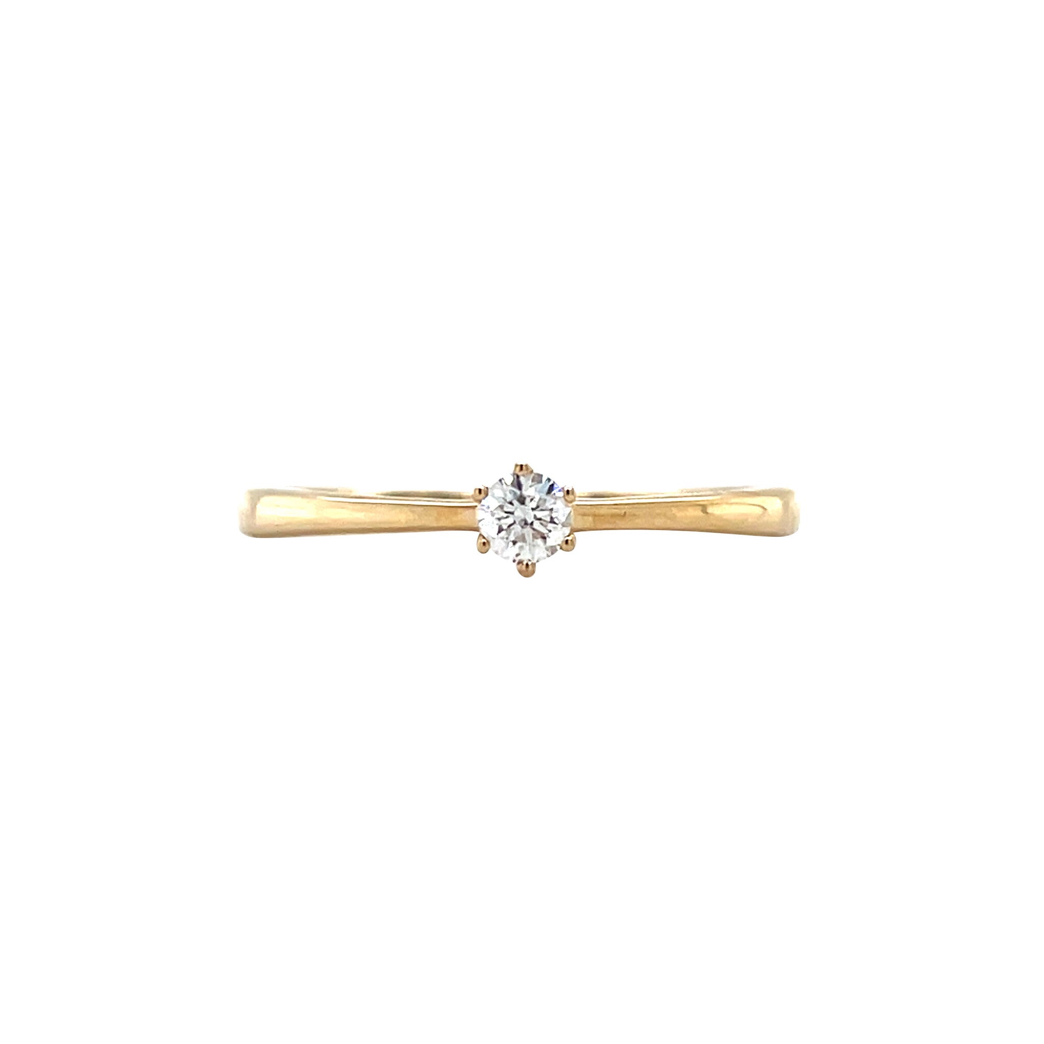 Yellow gold solitaire ring with diamond 14 kt