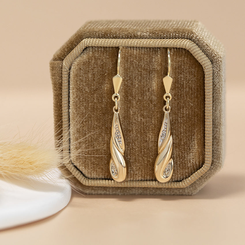 Gold diamond drop earrings