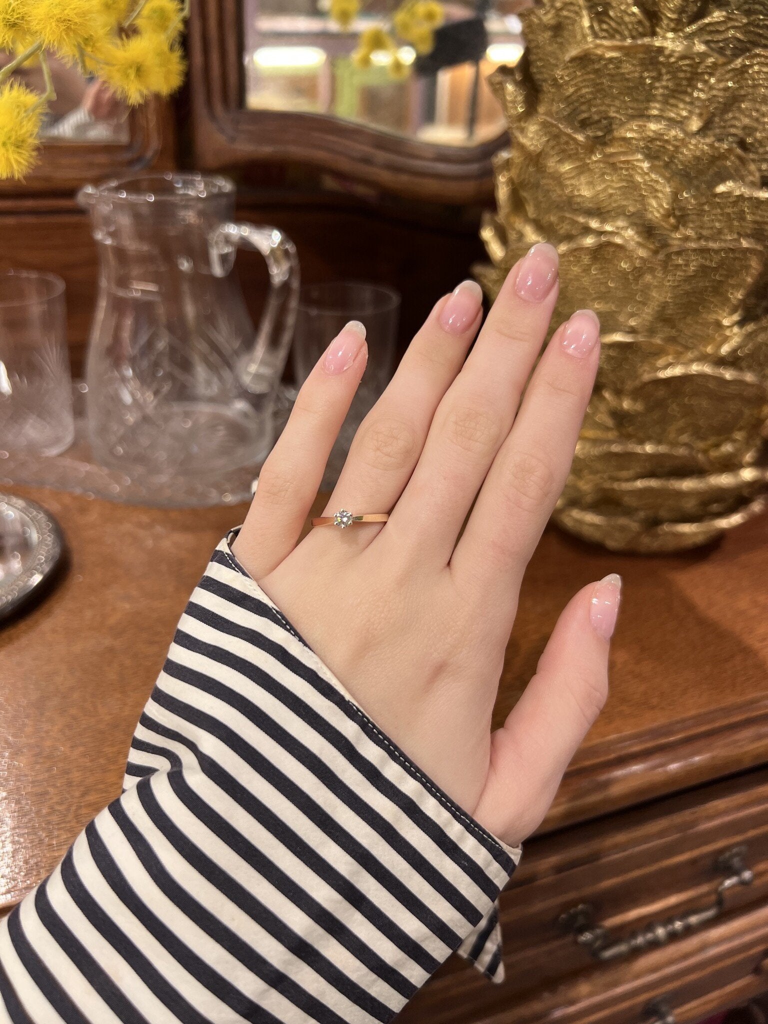 Gouden solitair ring met diamant 14 krt