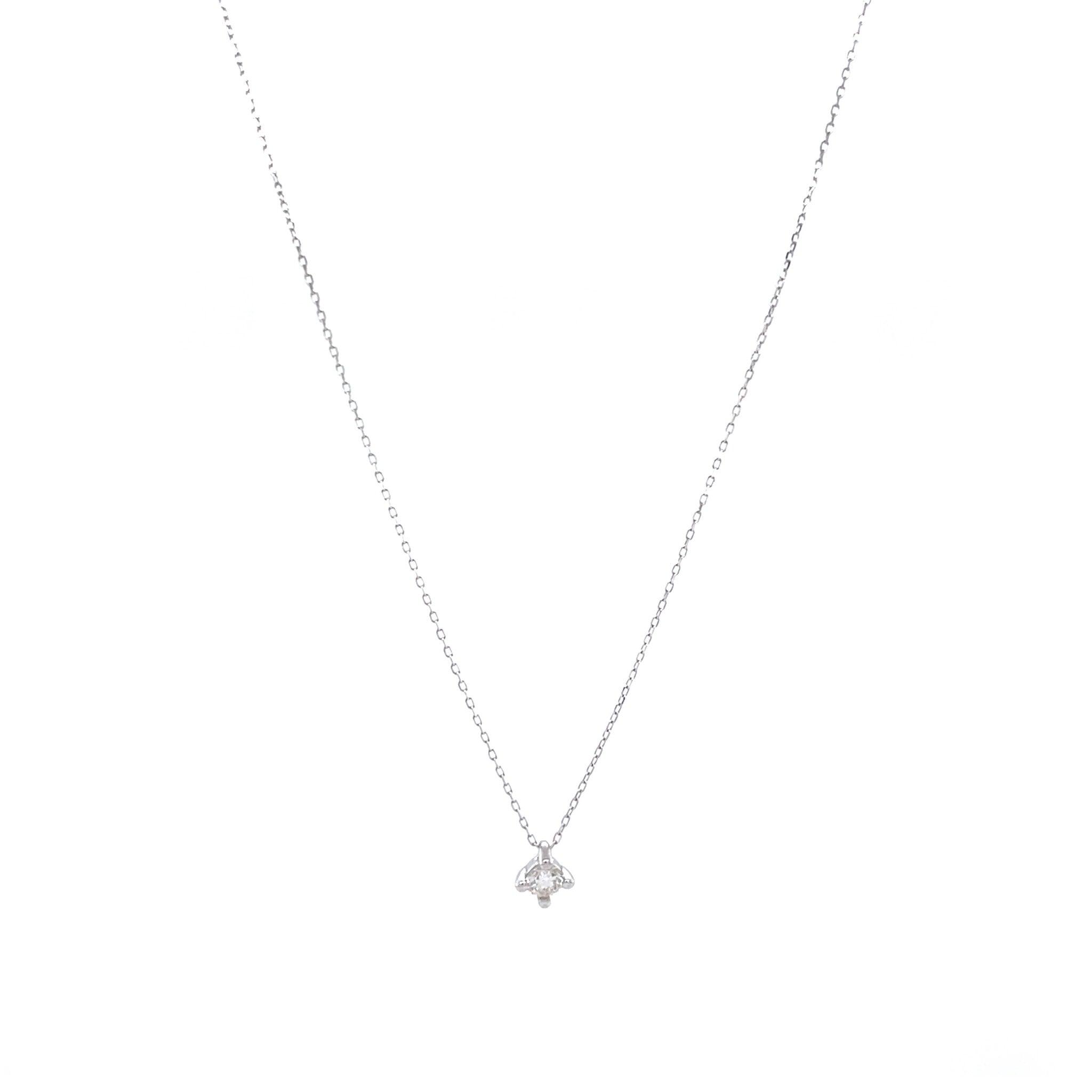 White gold solitaire necklace with diamond 14 kt