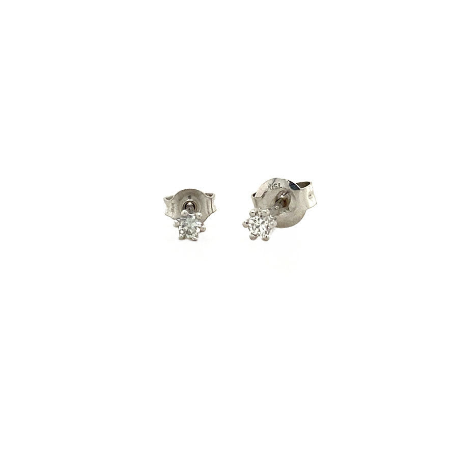 White gold solitaire stud earrings with diamond 18 kt* new
