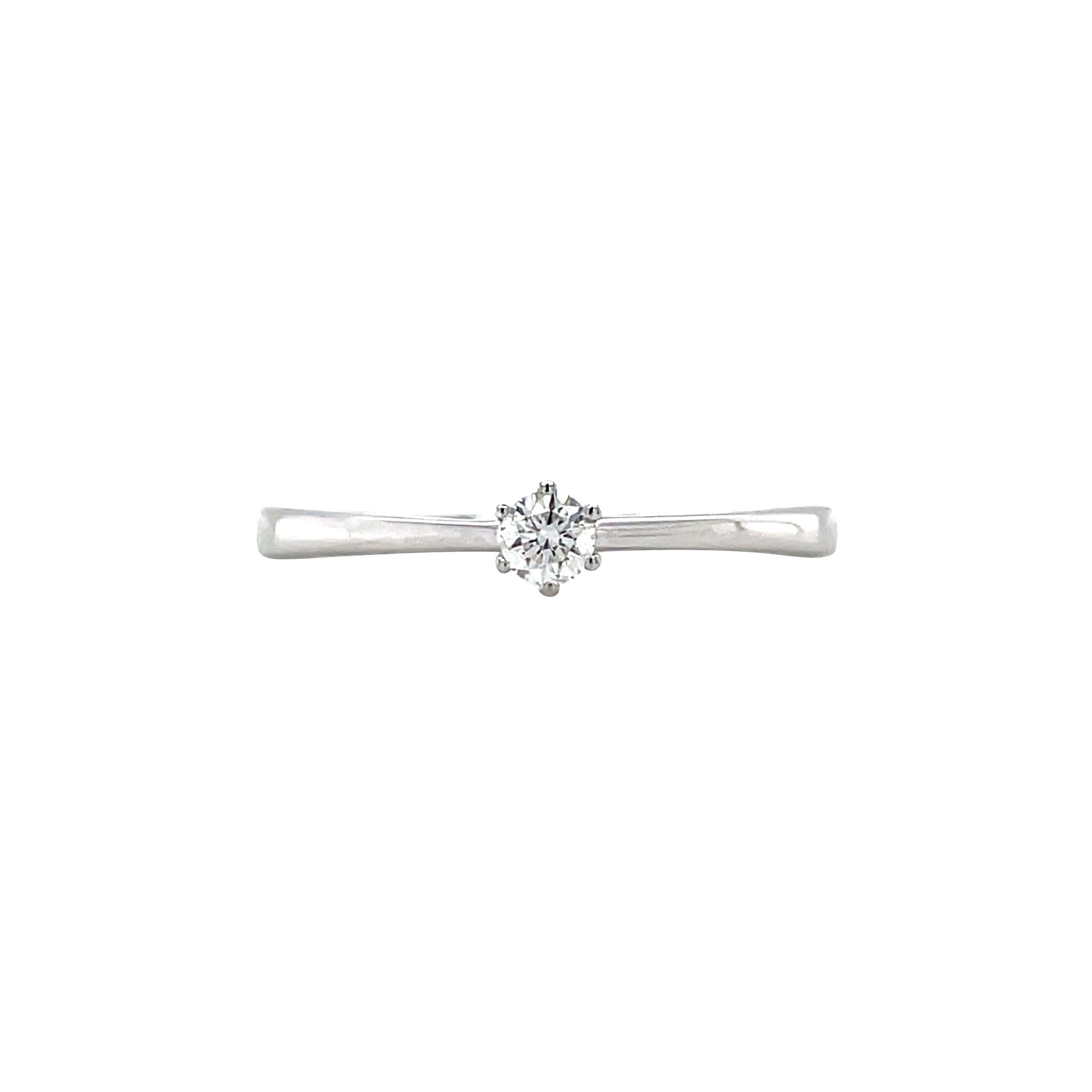 White gold solitaire ring with diamond 14 kt