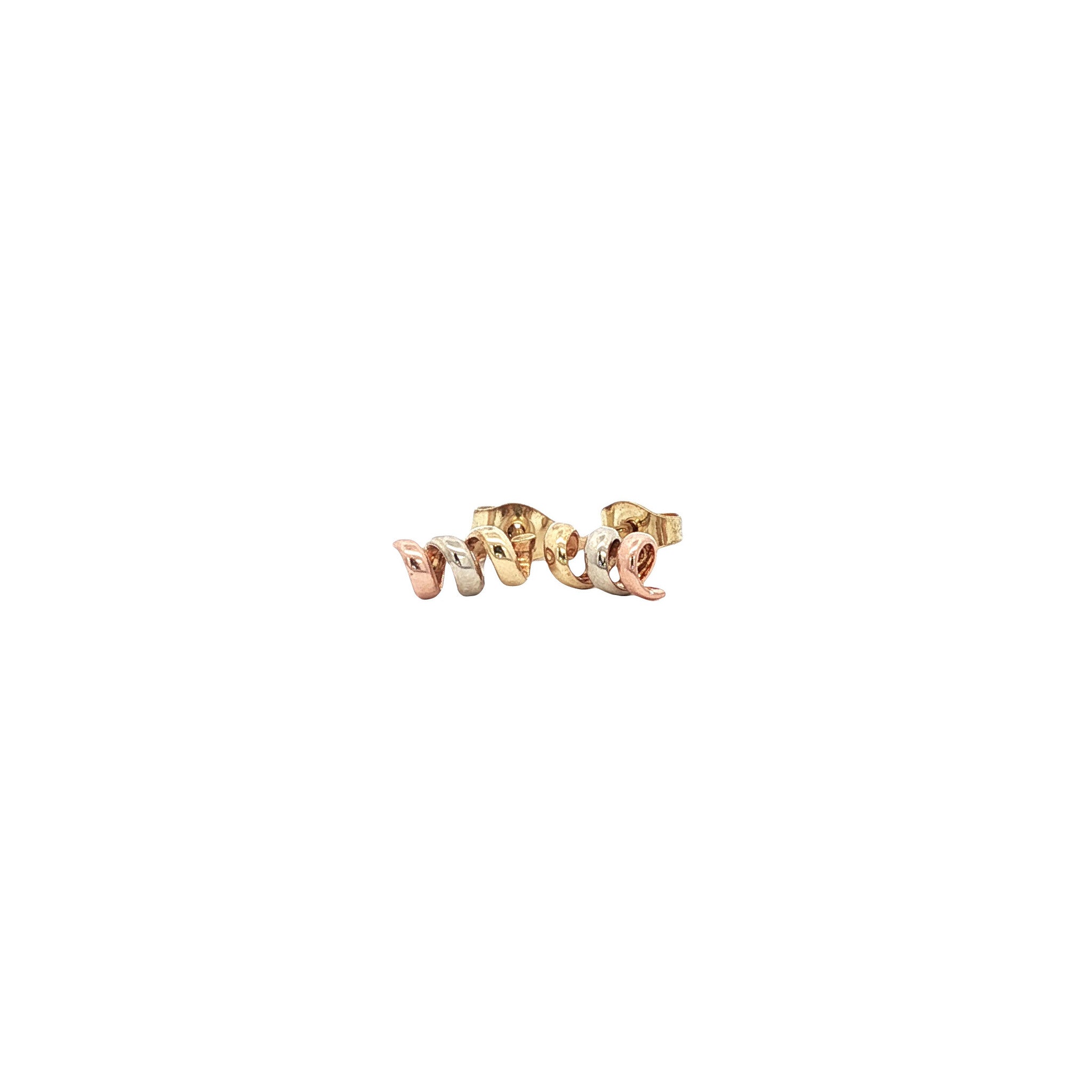 Tricolour gold ear studs 14 karat