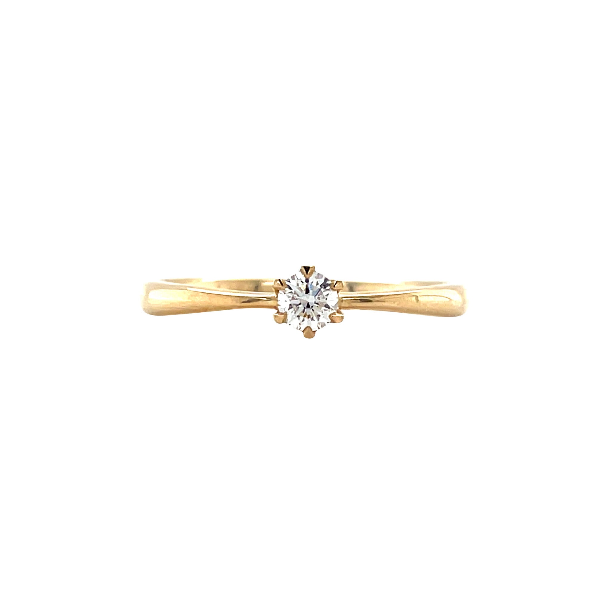 Gold solitaire ring with diamond 14 kt