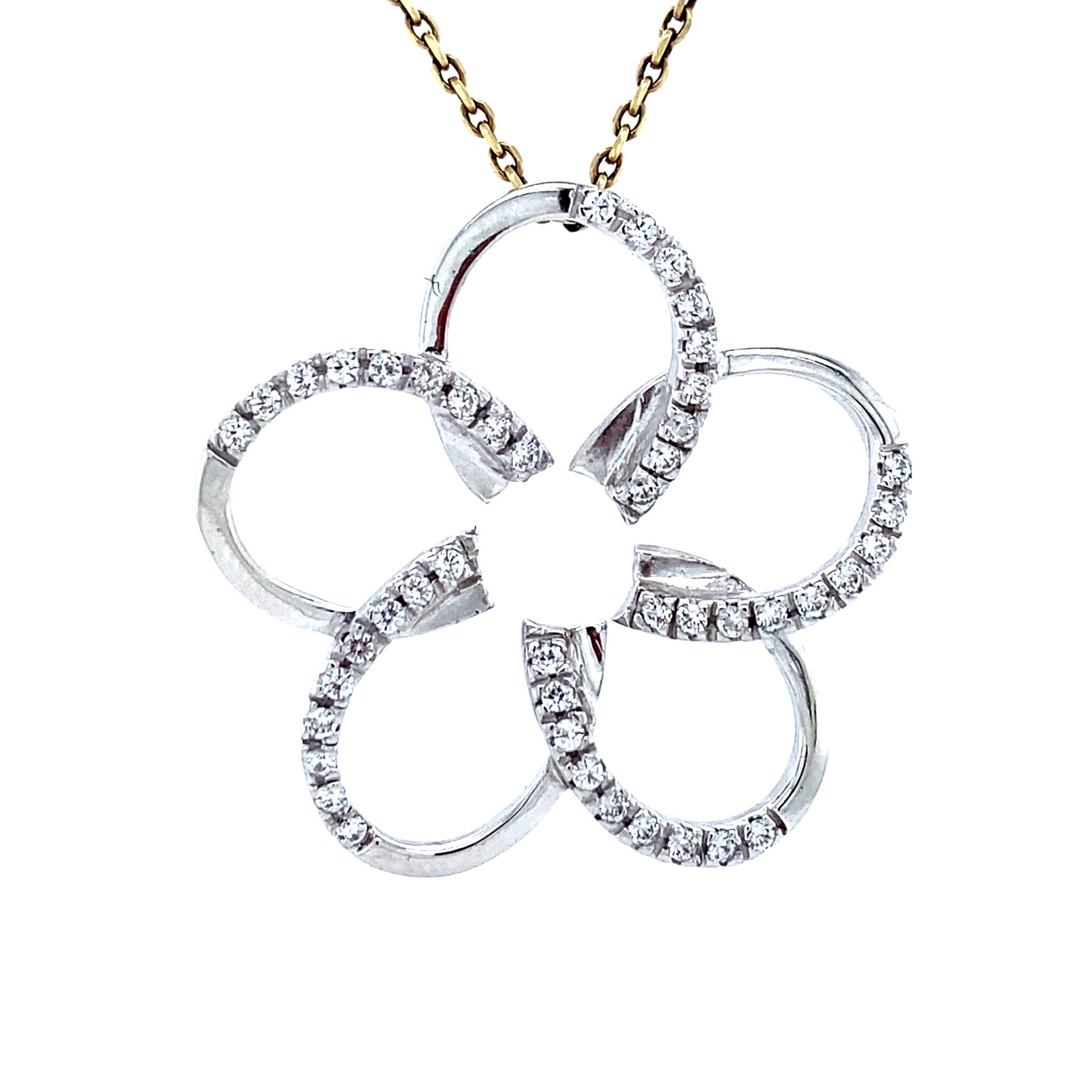 White gold flower pendant with diamond 18 karat