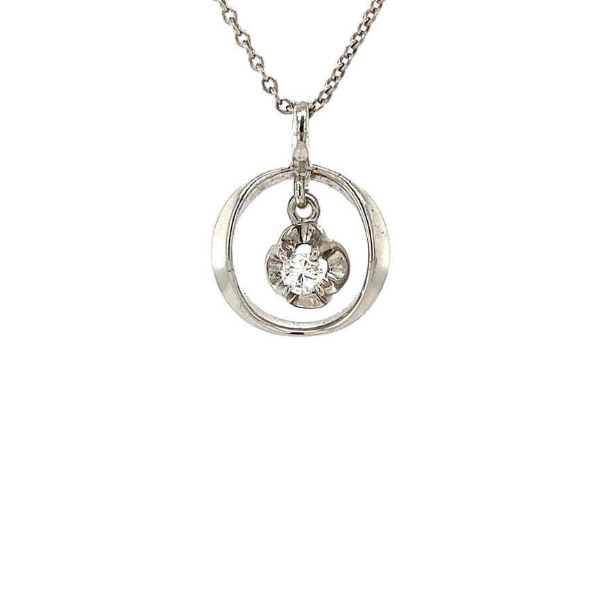 White gold pendant with diamond 14 kt