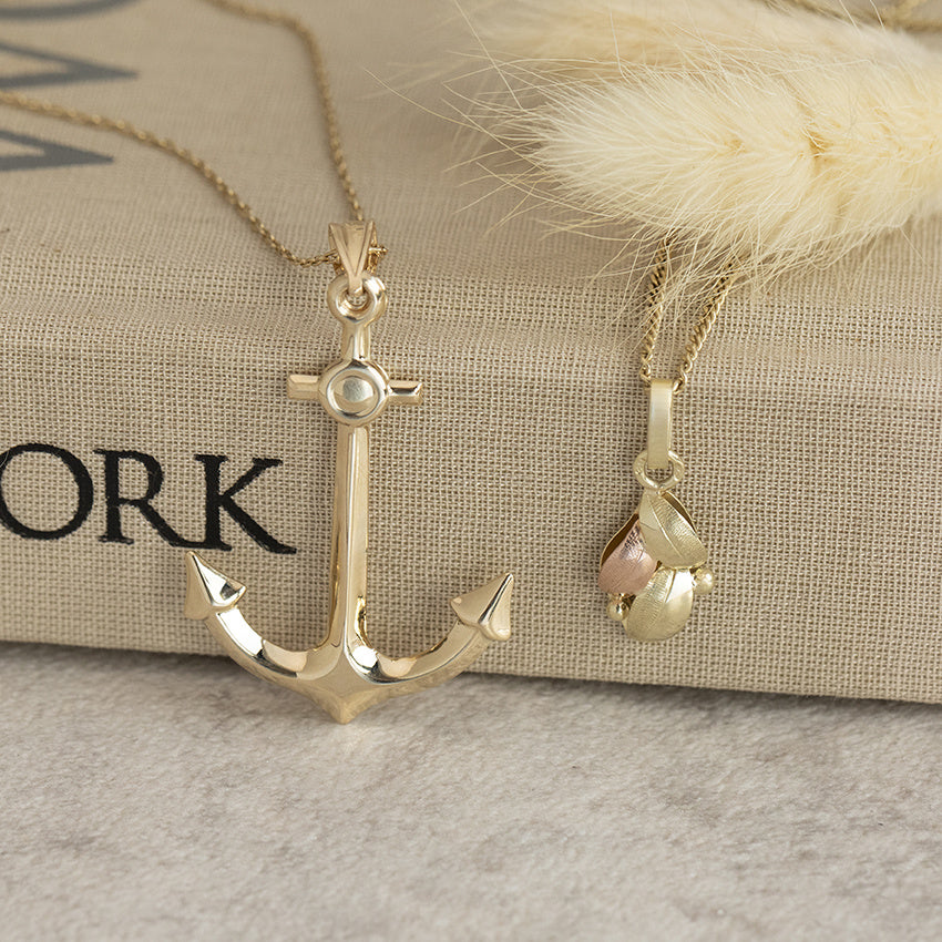 Gold anchor pendant 14 karat