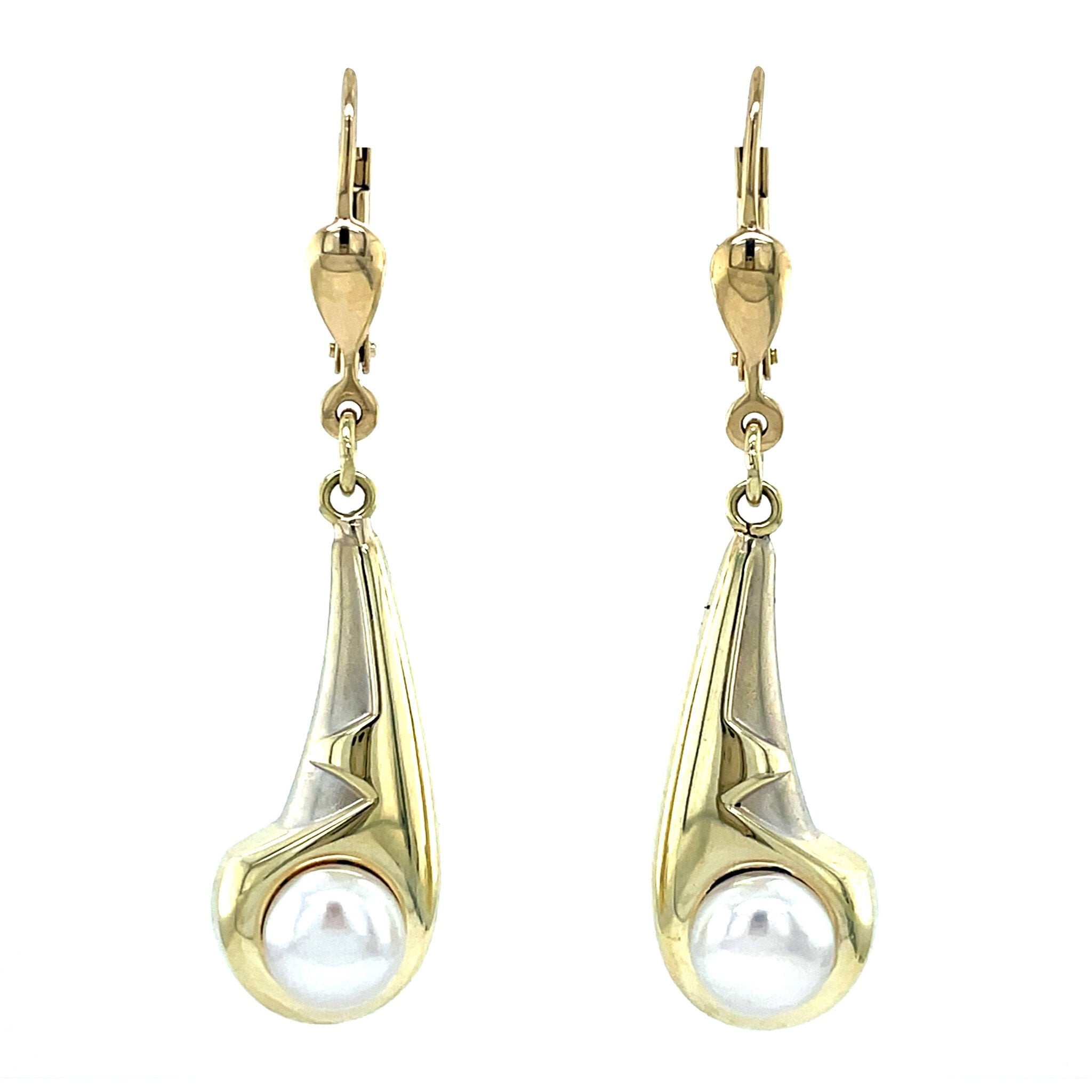Gold earrings with pearl 14 karat