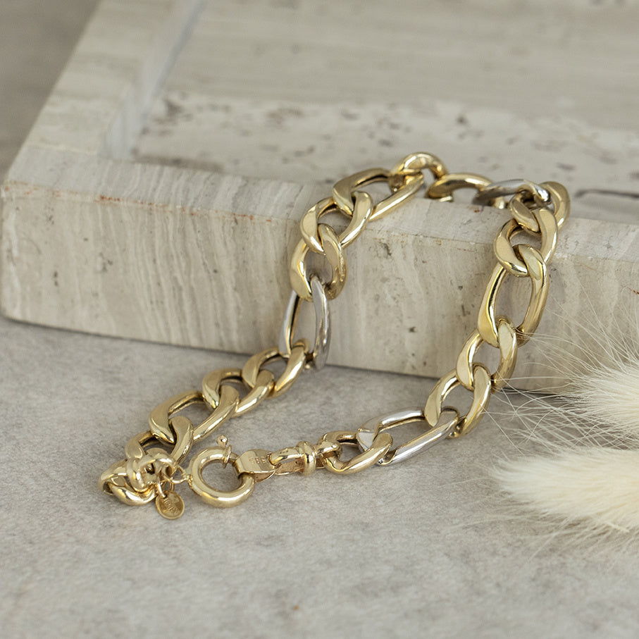 Gold Figaro bracelet 19.5 cm 14 karat
