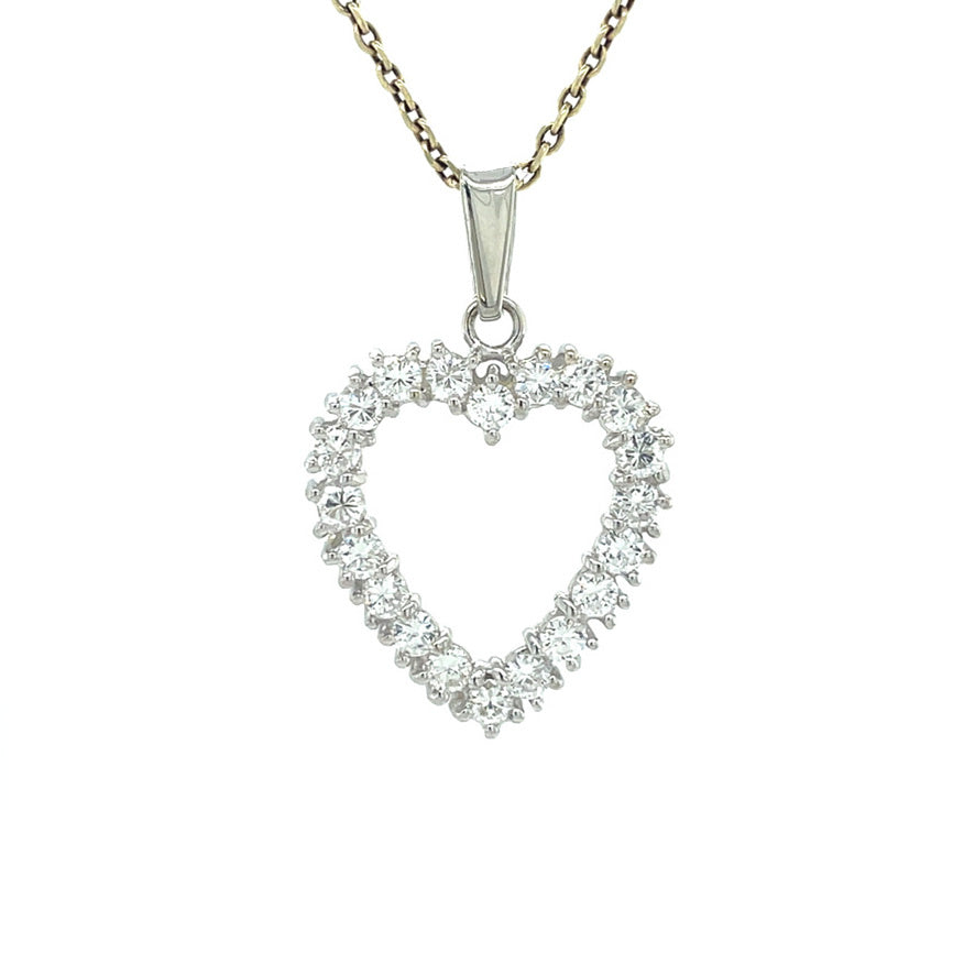 White gold heart pendant with diamond 18 karat