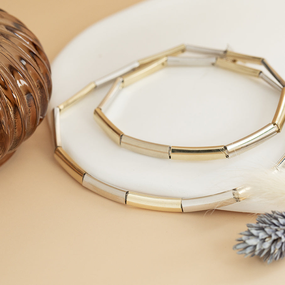 Gold choker bicolour 45 cm 14 karat