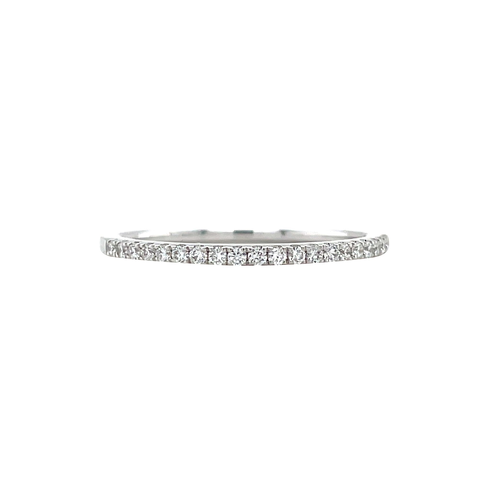 White gold row ring with diamond 14 kt