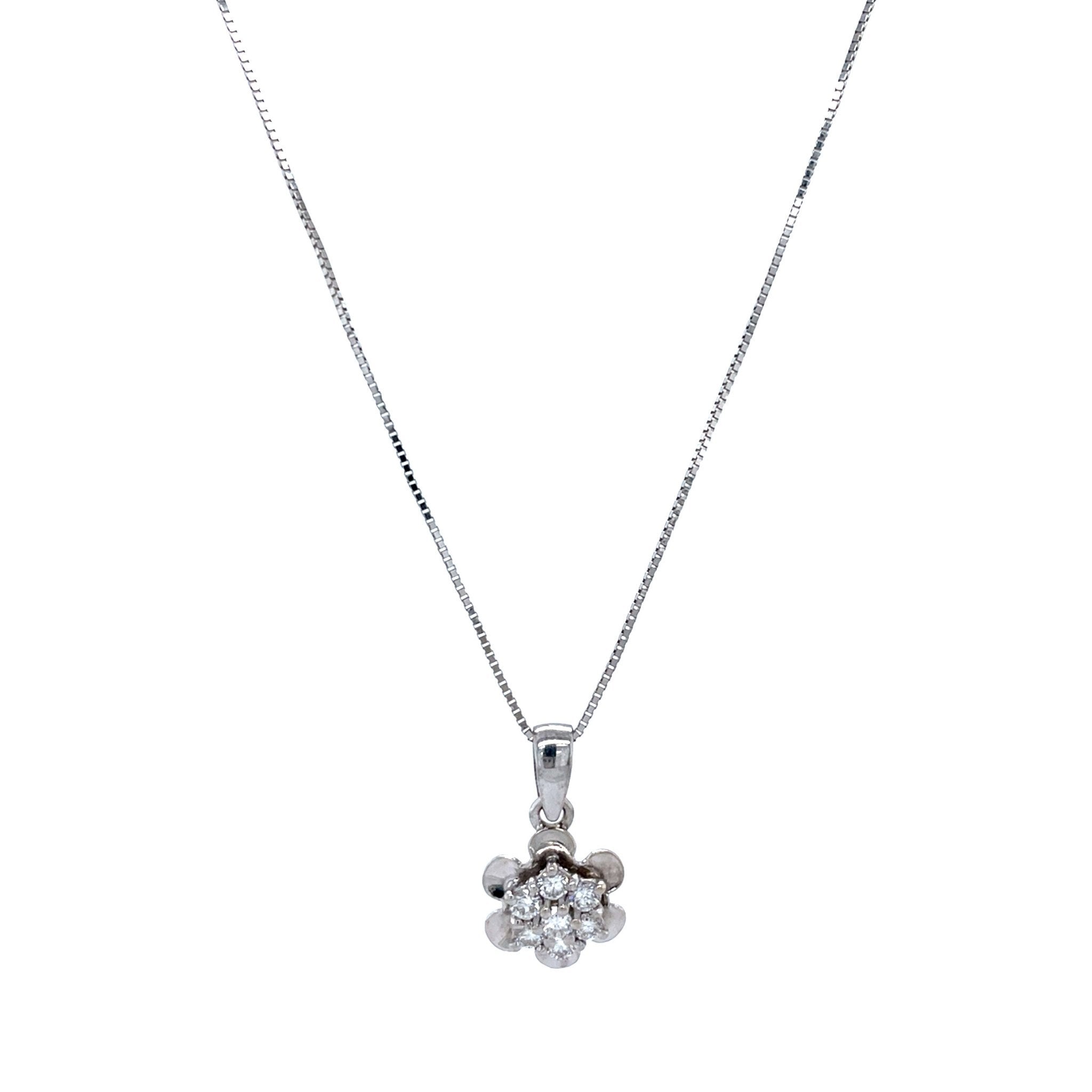 White gold necklace with entourage pendant 14 karat