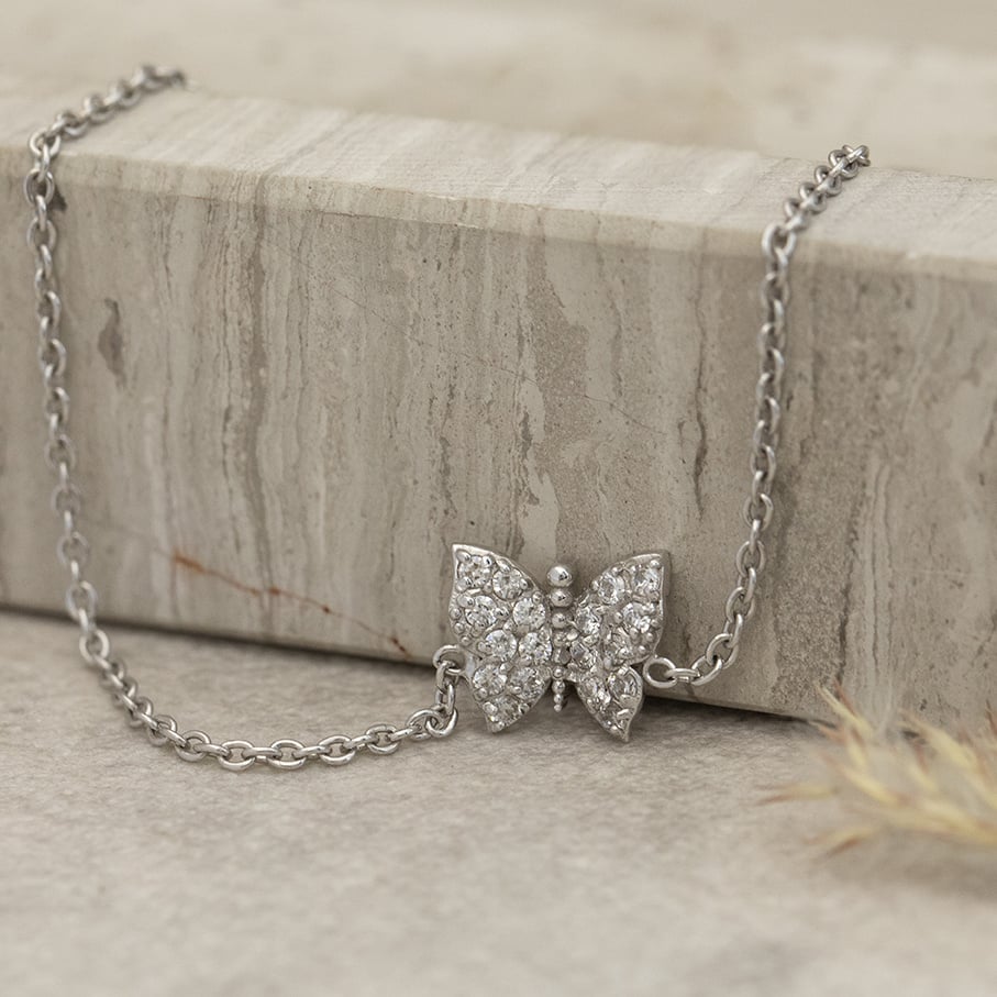 White gold bracelet with zirconia butterfly 18 karat
